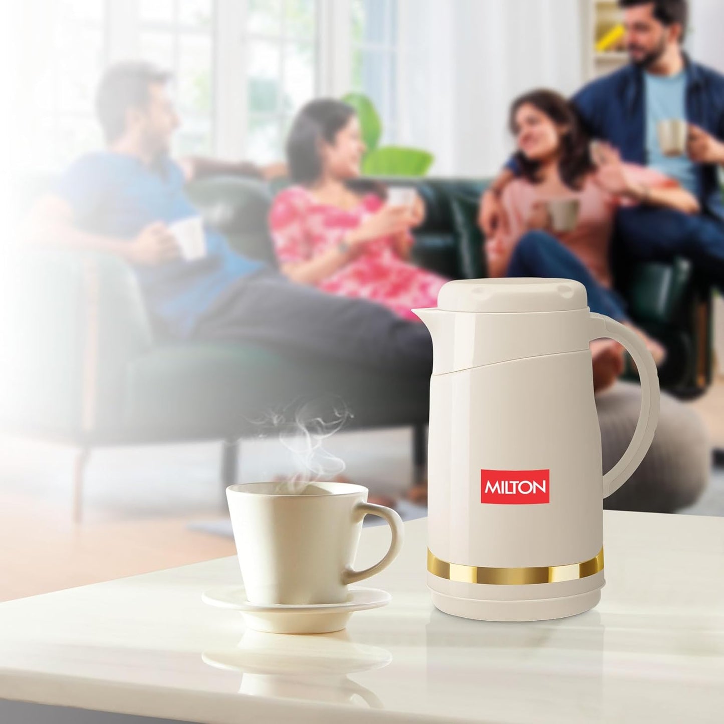 Milton Renova 750 Water Jug, PU Insulated Inner Stainless Steel Hot & Cold Jug, BPA Free, Leak Proof, 750 ml, Beige, Ideal for Tea, Coffee, Water, Hot Beverages
