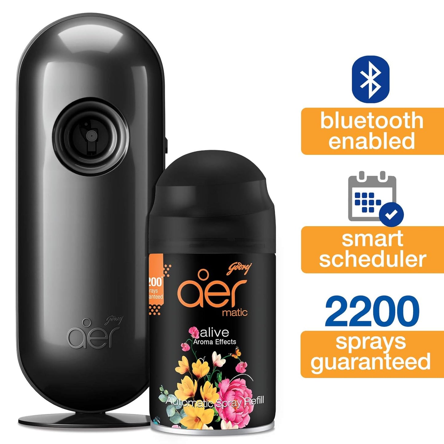 Godrej aer Matic Refill - Automatic Room Fresheners | Alive | 2200 Sprays Guaranteed | Lasts up to 60 days (225ml)