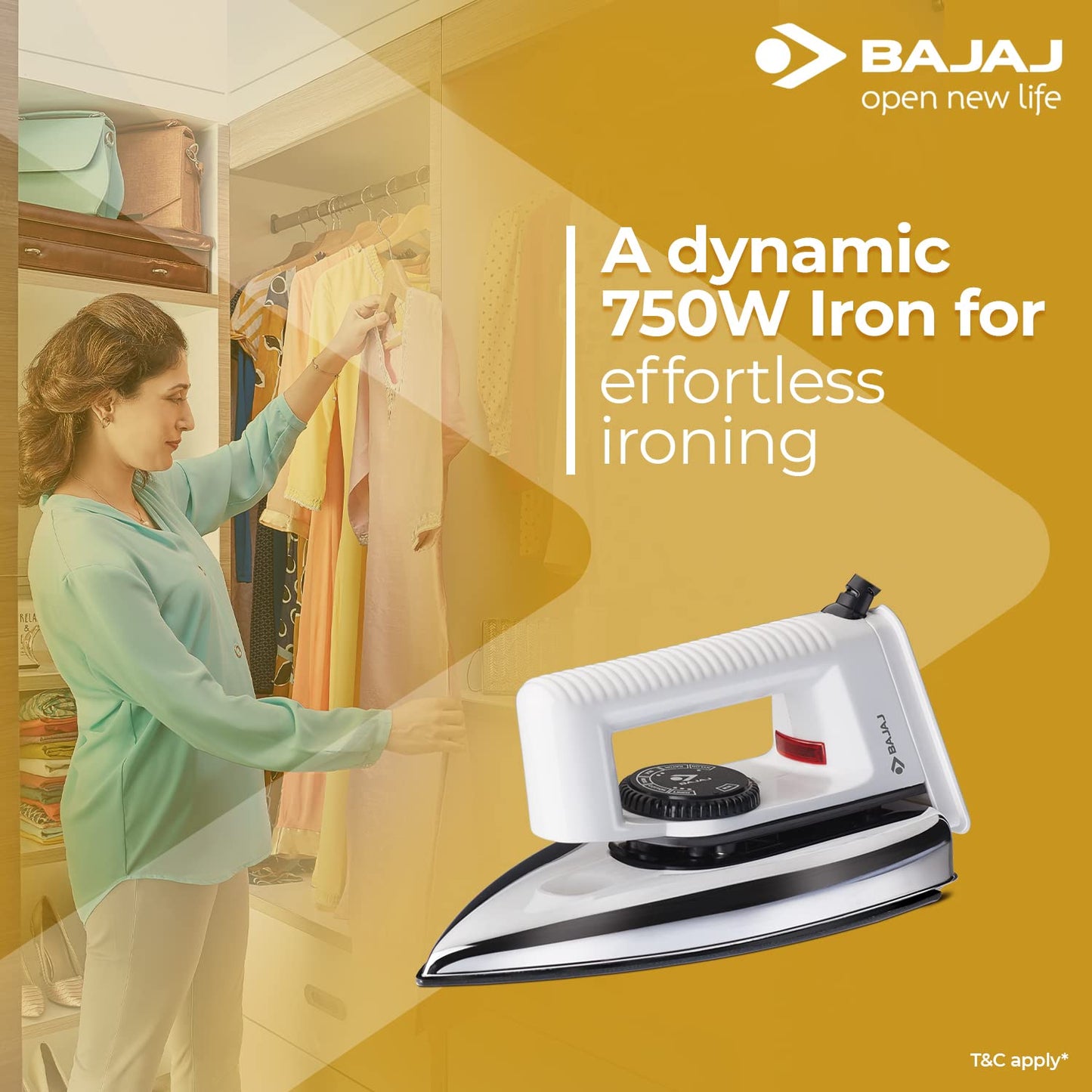 Bajaj Popular Light Weight 1000W Dry Iron | Advance Soleplate And Anti-Bacterial German Coating Technology | 360 Degree Swivel Cord | Cool Touch Handle | 2-Yrs Warranty 【White】