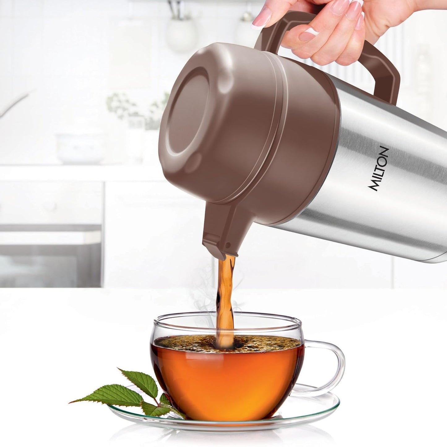 Milton Dura 1000 Stainless Steel Tuff Insulated Jug, 1000 ml, Brown | Leak Proof | Food Grade | PU Insulated | Hot & Cold
