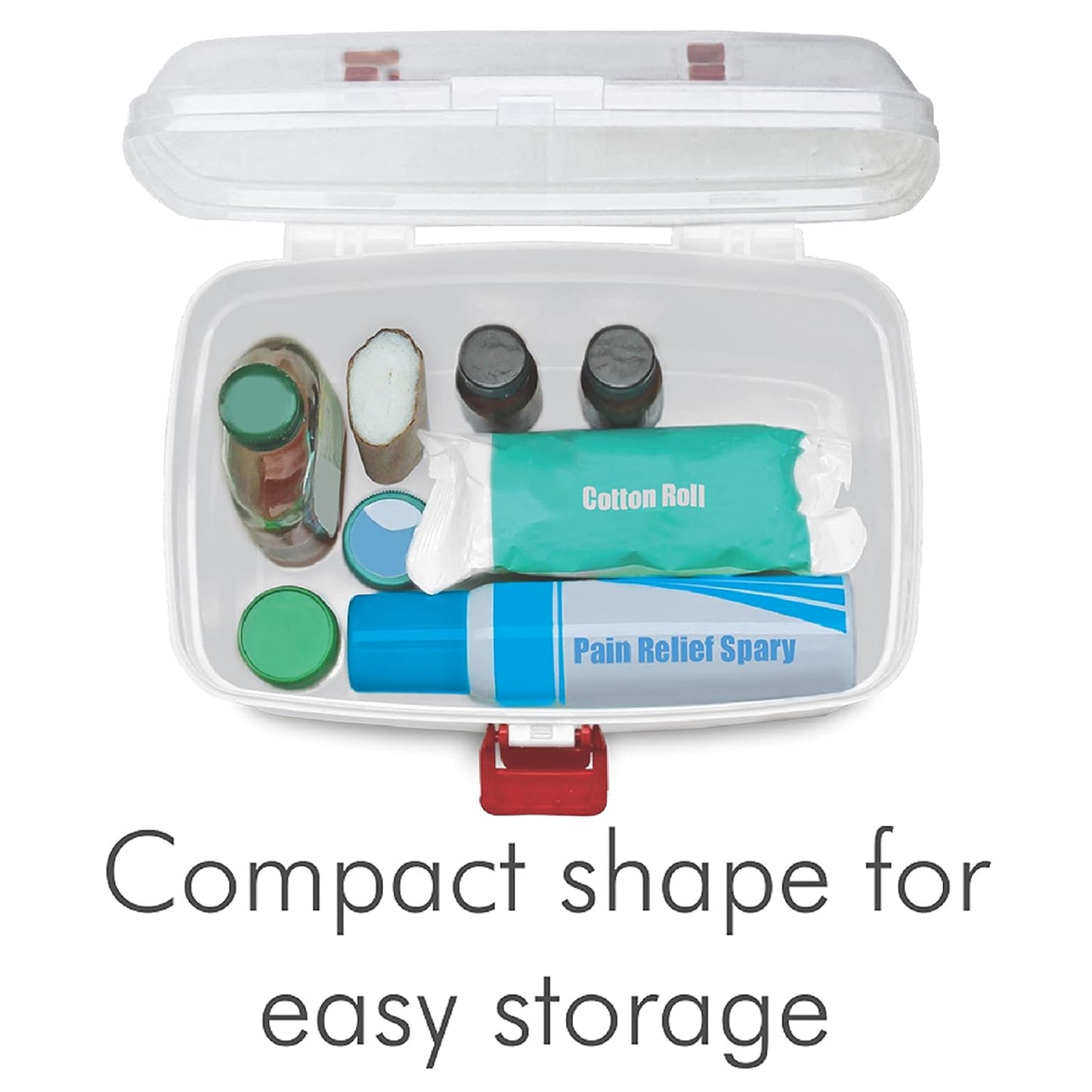 MILTON Plastic Medicine Box, First Aid Box, Detachable Tray with Handle, Emergency Indoor Outdoor Medical Utility Cabinet Organizer, Transparent, Portable & Lockable Container, White
