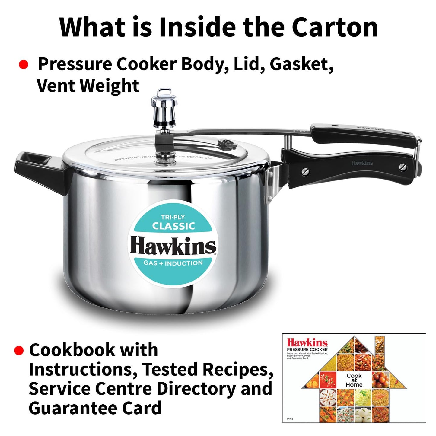 Hawkins Classic 5 Litre Tri-Ply Pressure Cooker, Triply Stainless Steel Inner Lid Cooker, Silver (SSTCL50)