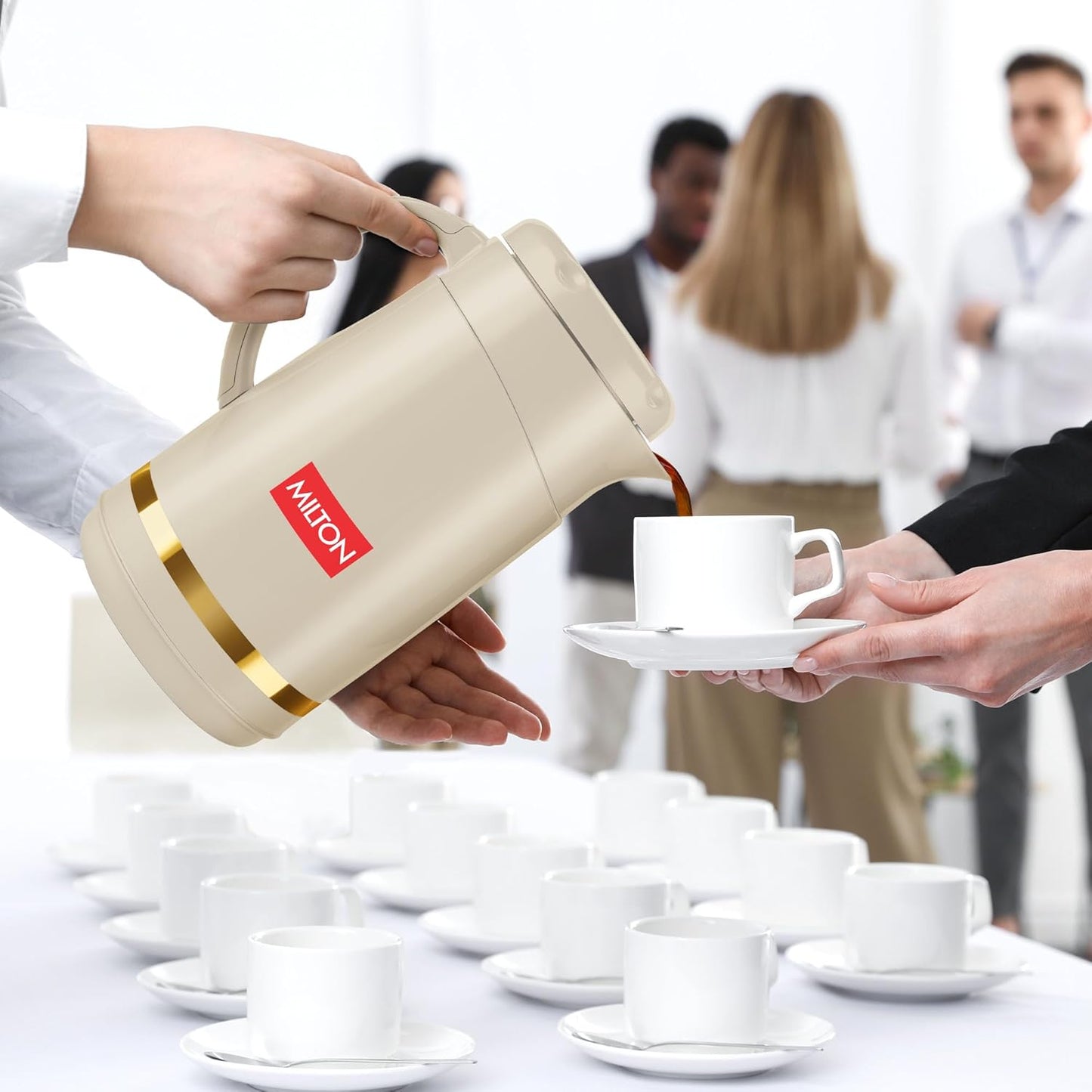 Milton Renova 750 Water Jug, PU Insulated Inner Stainless Steel Hot & Cold Jug, BPA Free, Leak Proof, 750 ml, Beige, Ideal for Tea, Coffee, Water, Hot Beverages