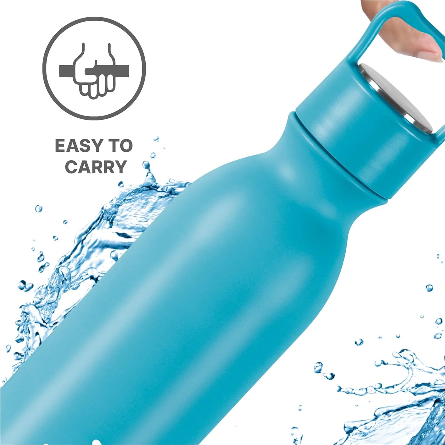 Milton Alice 1000 Thermosteel Bottle, 1 Litre, Blue | 24 Hours Hot and Cold | Easy to Carry | Rust Proof | Tea | Coffee | Office| Gym | Home | Kitchen | Hiking | Trekking | Travel Bottle