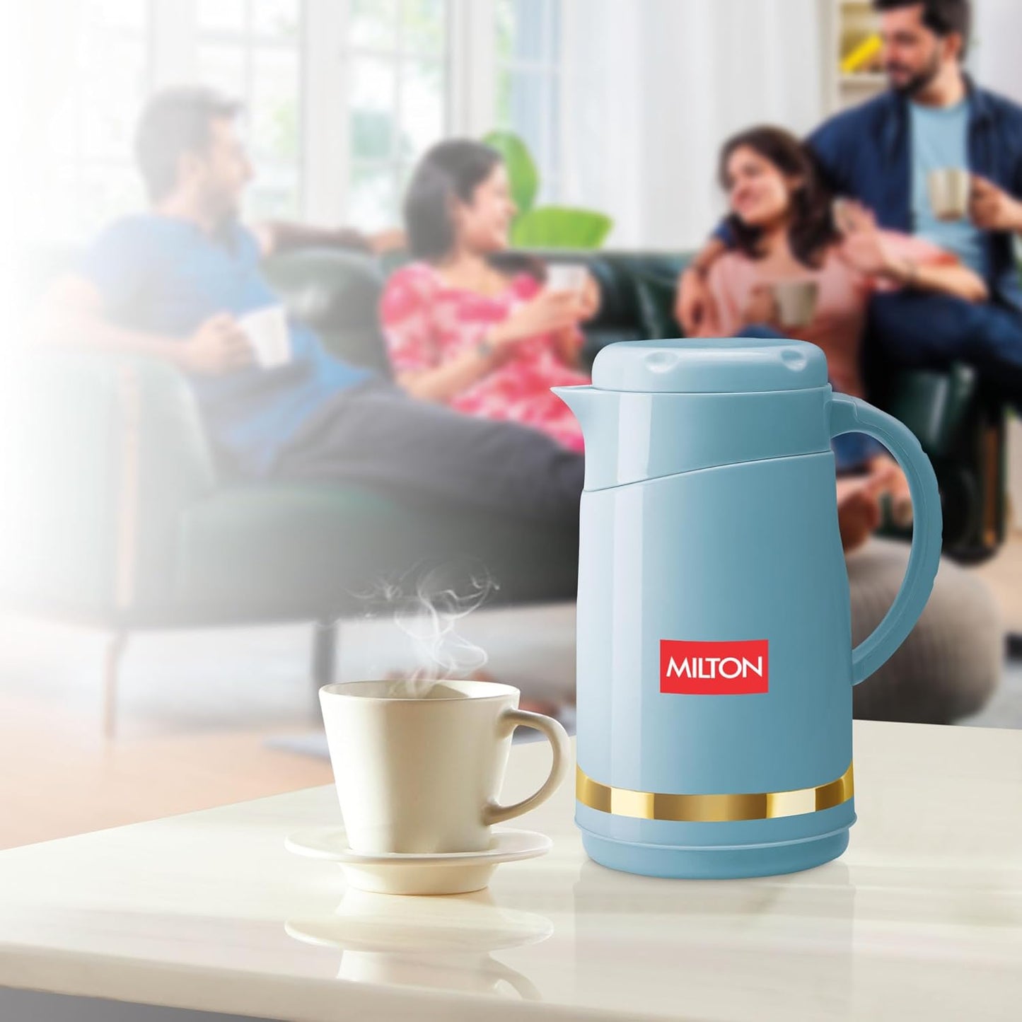 Milton Renova 1000 Water Jug, PU Insulated Inner Stainless Steel Hot & Cold Jug, BPA Free, Leak Proof, 1 Litre, Special Blue, Ideal for Tea, Coffee, Water, Hot Beverages