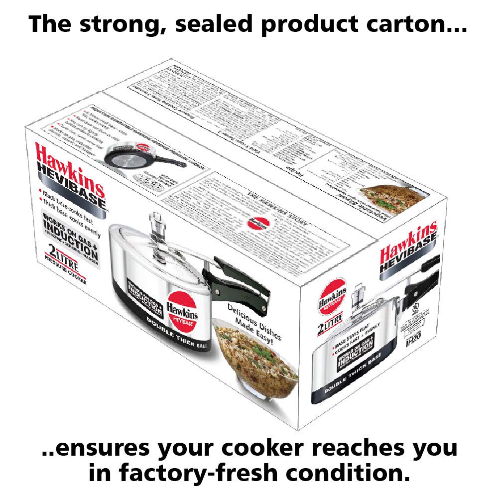 Hawkins 2 Litre Hevibase Pressure Cooker, Induction Inner Lid Cooker, Small Cooker, Silver (IH20),Aluminium