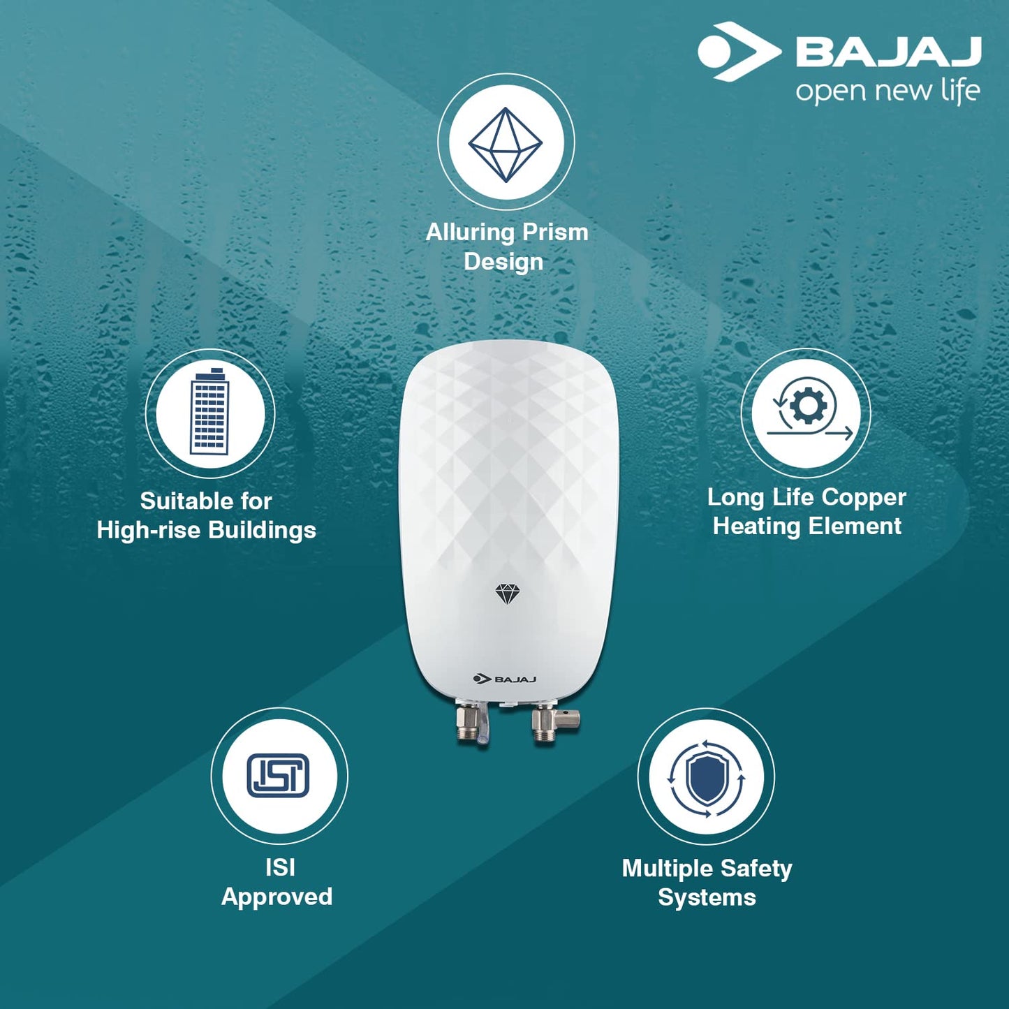 Bajaj Juvel Instant 3 Ltr Vertical Water Heater, White