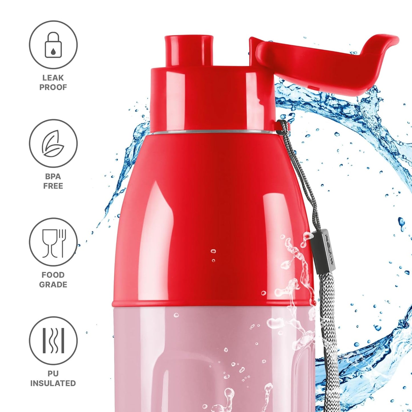 MILTON Plastic Kool Convex 1100 Insulated Inner Pet Water Bottle, 900 Ml