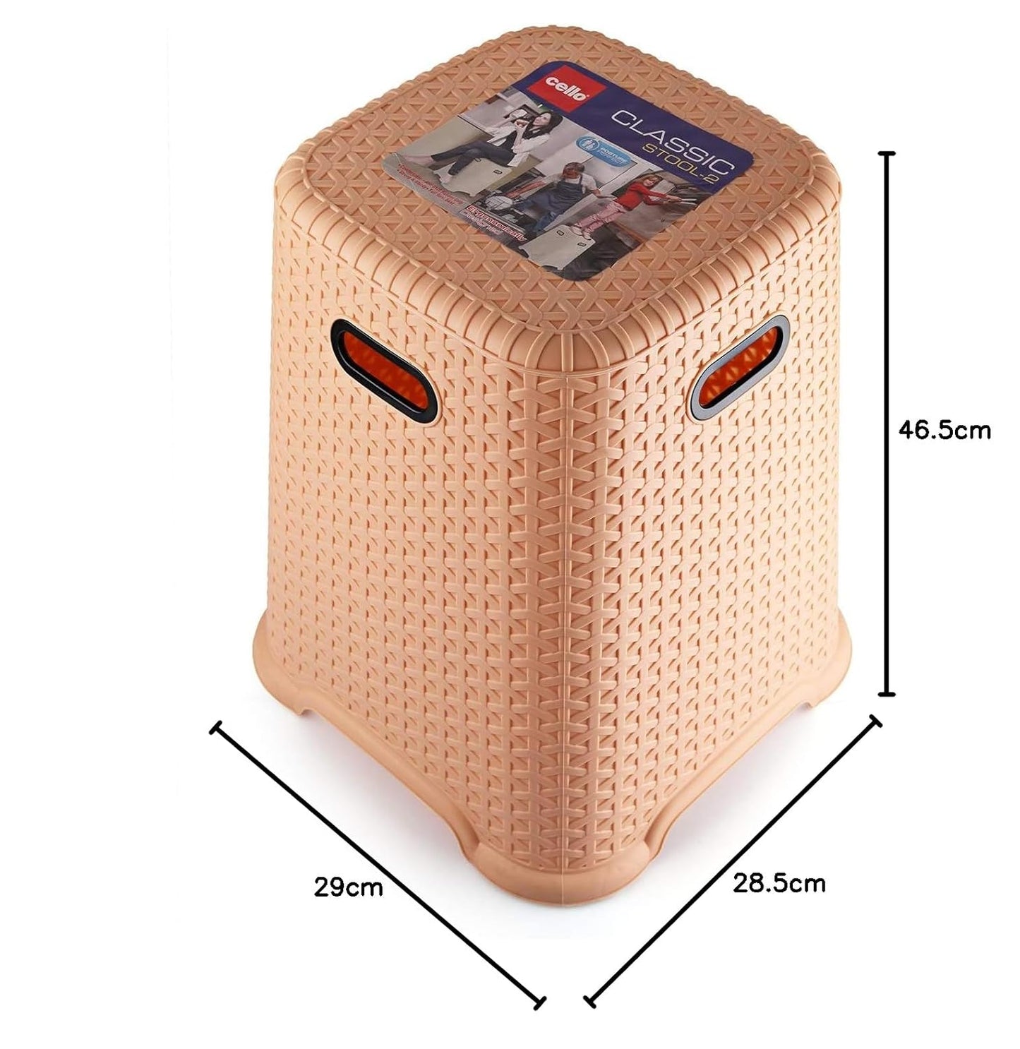 CELLO Classic Perfect Posture Plastic Stool | Plastic Stool for Sittng | Light Weight & Stackable | Ideal for Kitchen, Suitable for Home, Office, Hotel & Bathroom |Big