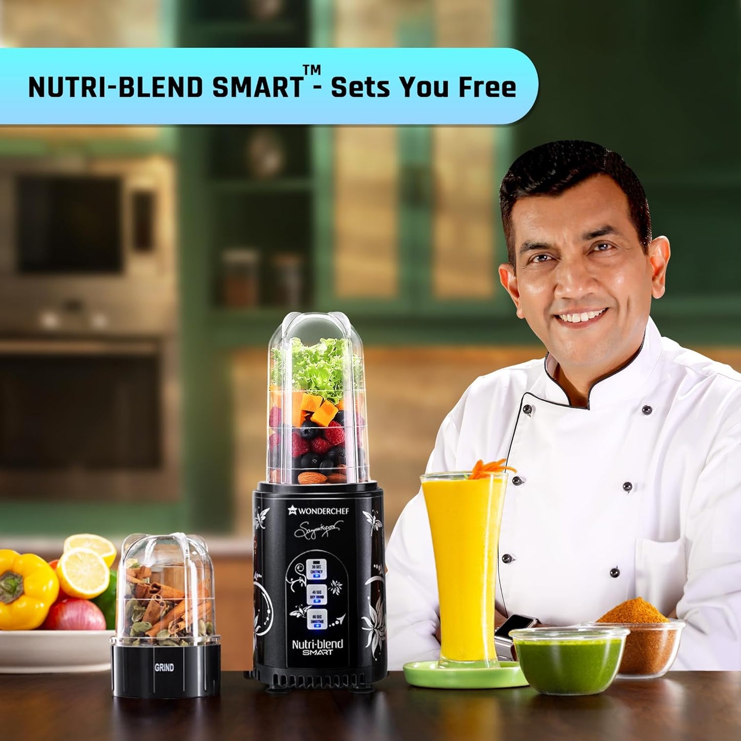 Wonderchef Nutri-blend Mixer, Grinder & Blender | Powerful 400W 22000 RPM 100% Full Copper Motor |Stainless Steel Blades |2 Unbreakable Jars |2 Years Warranty |Recipe book by Chef Sanjeev Kapoor