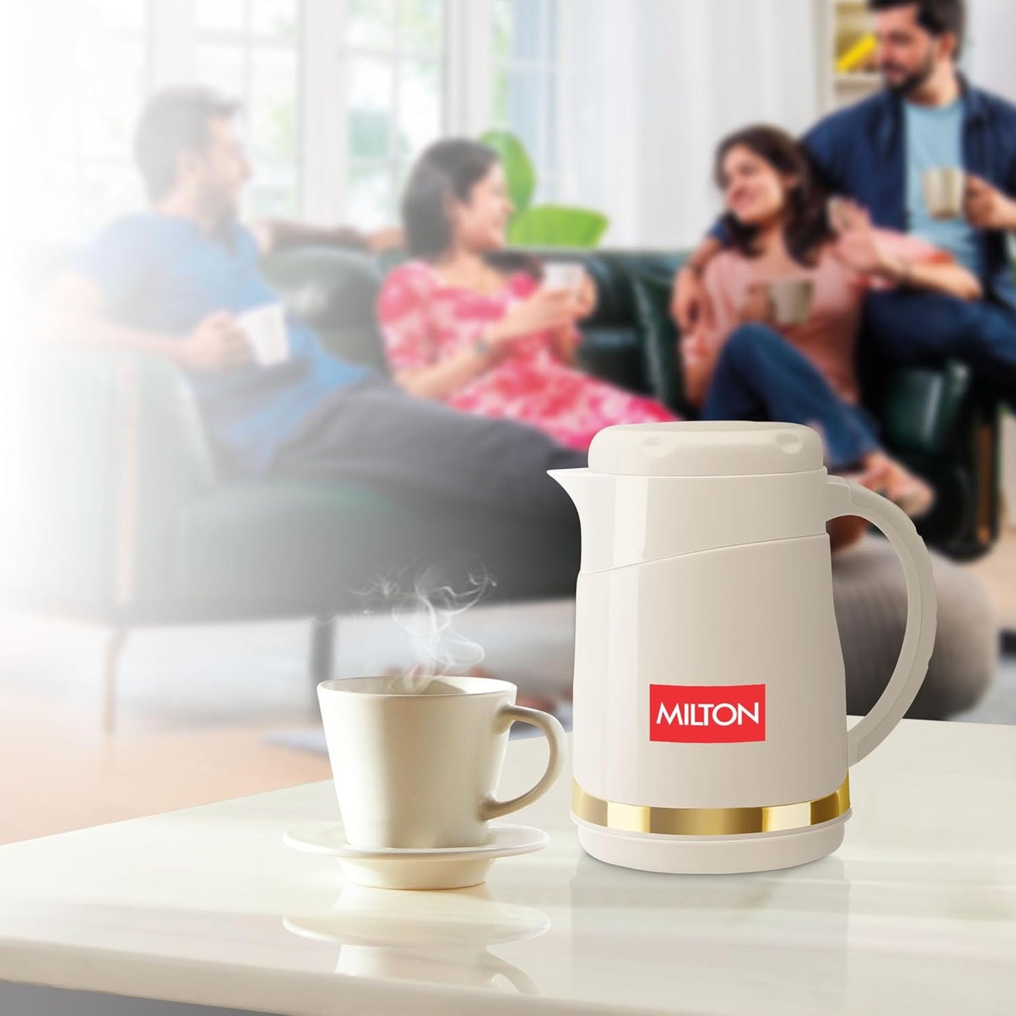 Milton Renova 500 Water Jug, PU Insulated Inner Stainless Steel Hot & Cold Jug, BPA Free, Leak Proof, 500 ml, Beige, Ideal for Tea, Coffee, Water, Hot Beverages