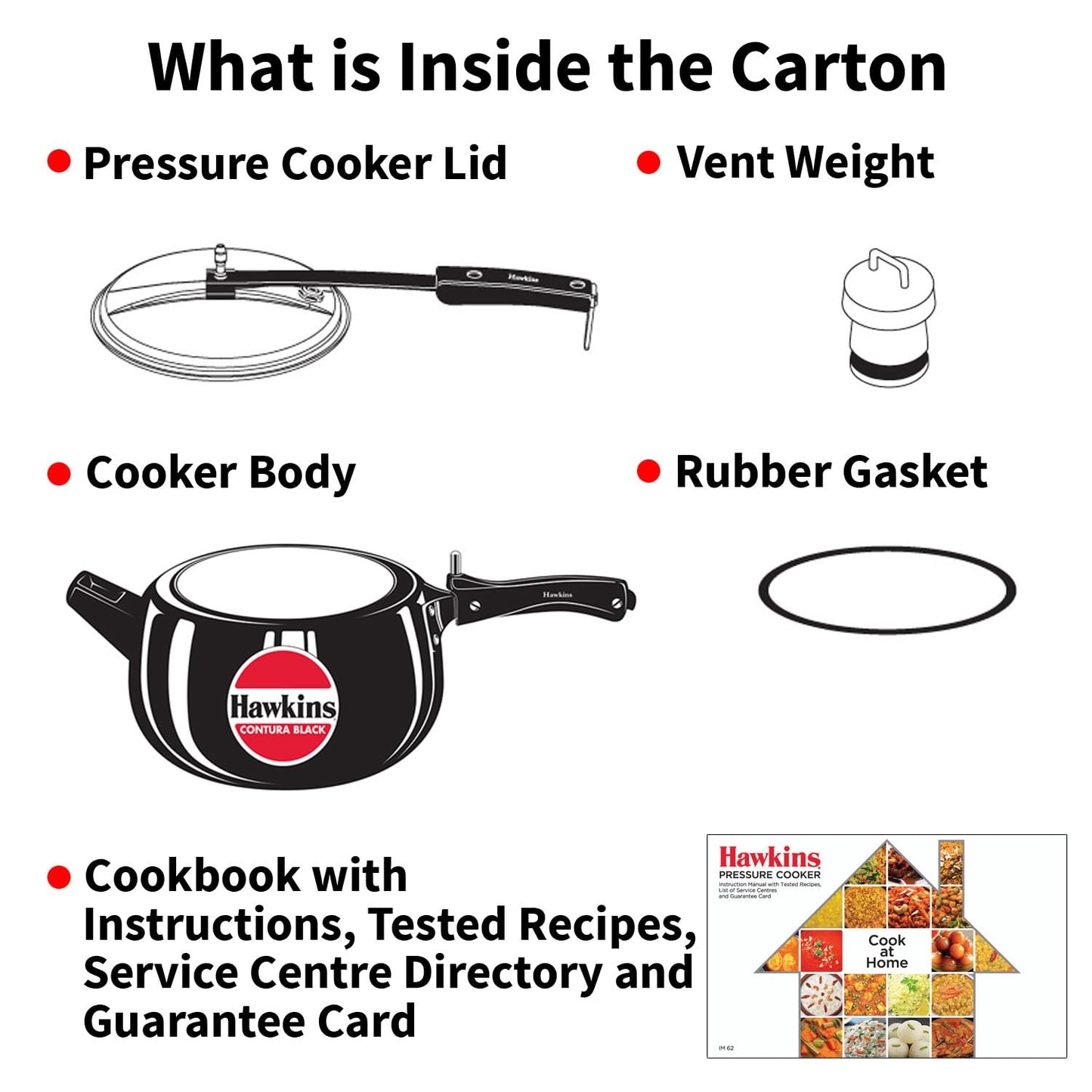 Hawkins Contura Black Pressure Cooker, 5 Litre, Black (CB50)