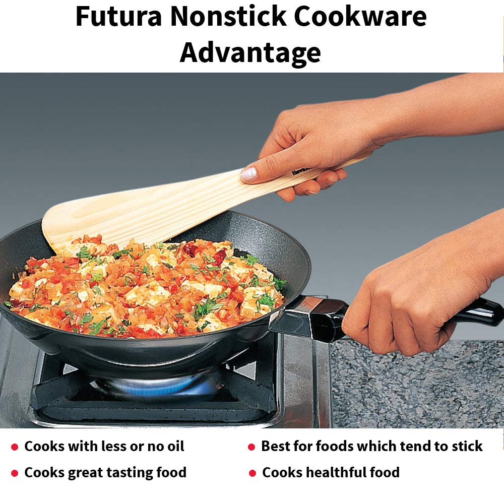 Hawkins Futura Nonstick Deep-Fry Pan (Stir-Fry Pan) 2 L, 26 cm, 3.25 mm with SS Lid (Black)