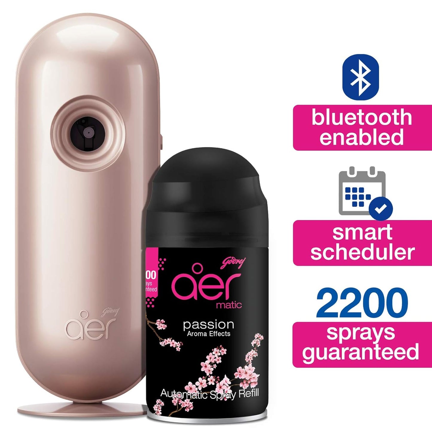 Godrej aer Matic Refill - Automatic Room Fresheners | Passion | 2200 Sprays Guaranteed | Lasts up to 60 days (225ml)