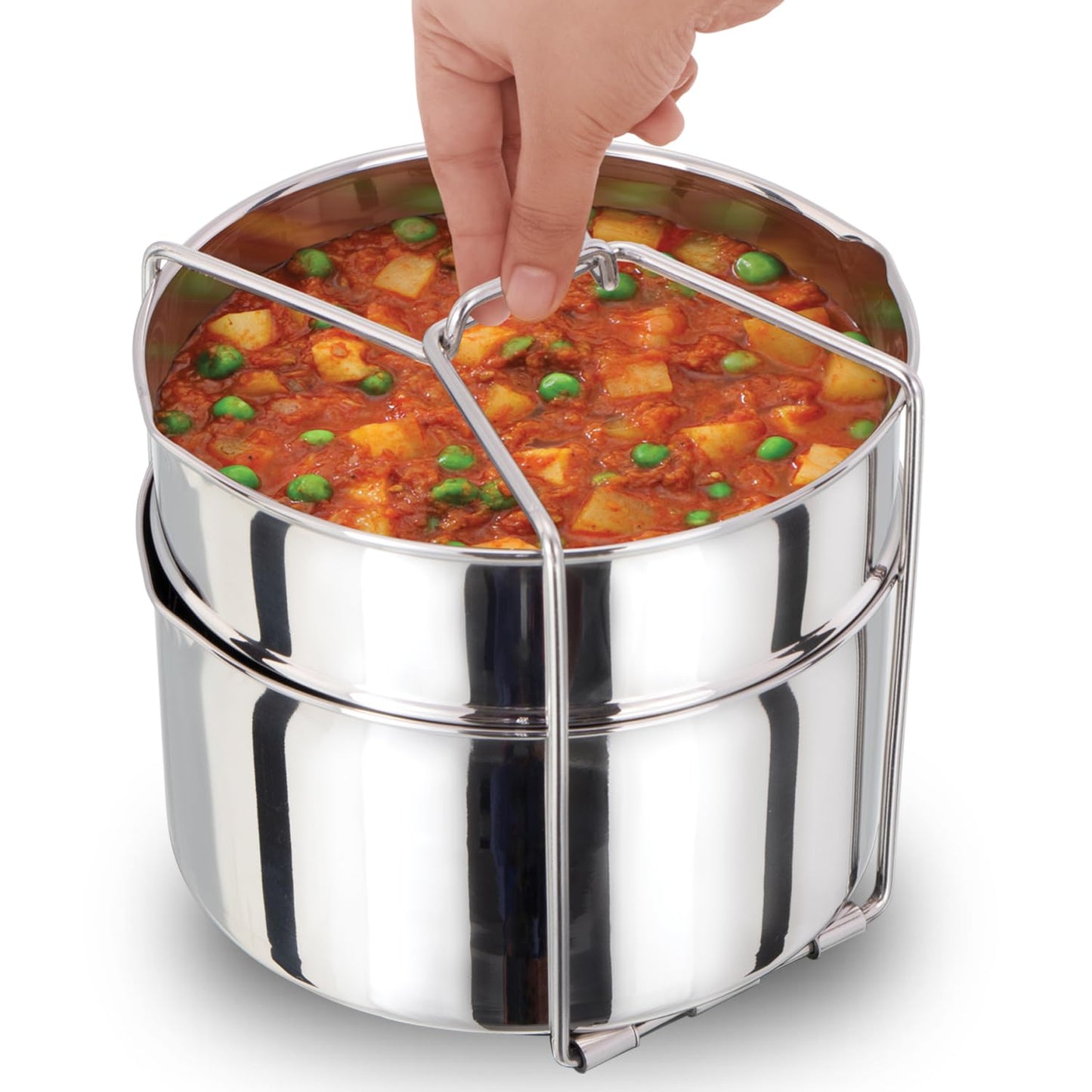 Hawkins Two-Dish Stainless Steel Set, Cooker Separator, Pressure Cooker Pots, Silver (SDS3), 1.275 liters