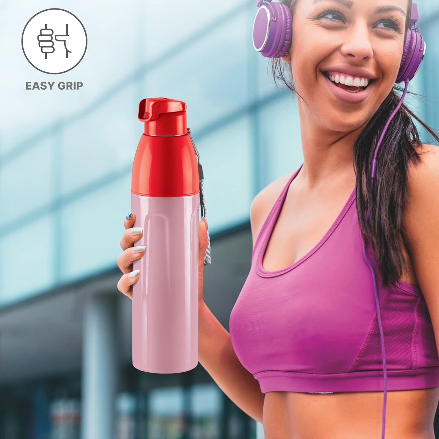 MILTON Plastic Kool Convex 1100 Insulated Inner Pet Water Bottle, 900 Ml
