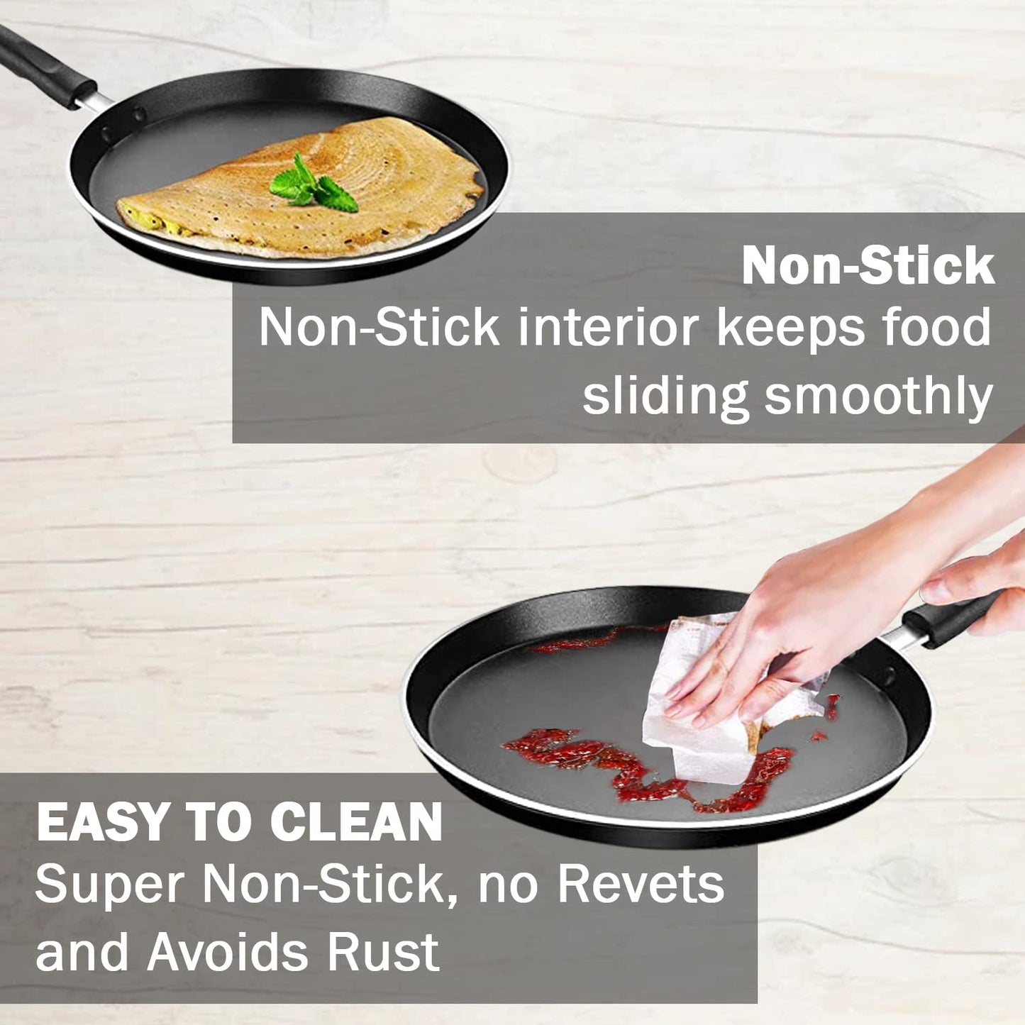 Pigeon by Stovekraft Aluminium Non-Stick Forged Flat Tawa 280, Black, 26 cm