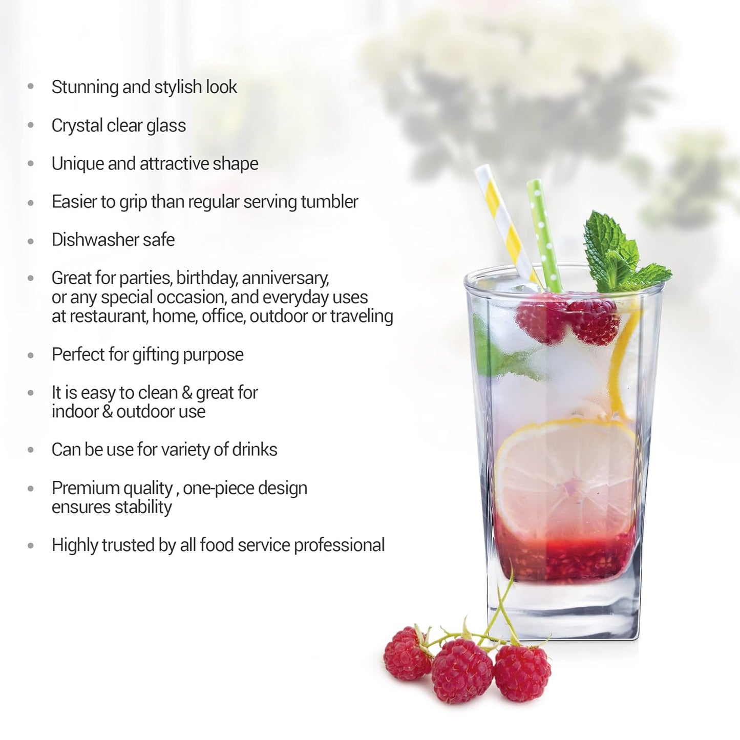 Treo By Milton Atlas Cool Glass Tumbler Set of 6, 213 ml Each, Transparent | Dishwasher Safe| Serve Whiskey | Wine | Juices | Cold Drinks | Water | Cocktails | Mixed Drinks