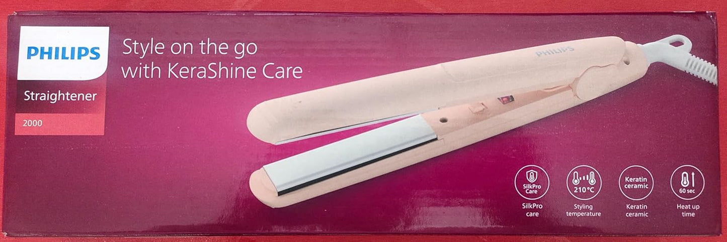 Philips BHS286/00 New Keratin Infused Ceramic Plates Travel Friendly Straightener
