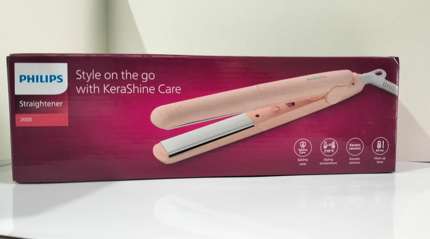 Philips BHS286/00 New Keratin Infused Ceramic Plates Travel Friendly Straightener