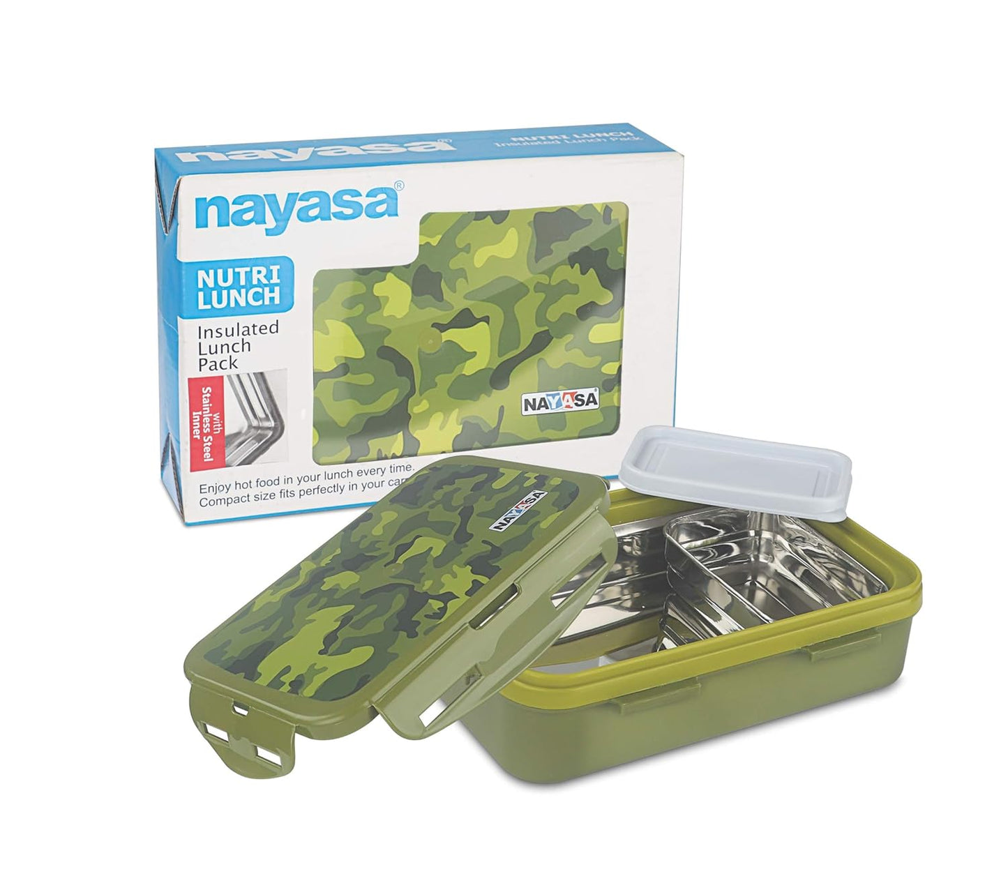 Nayasa Nutri Army Deluxe Insulated Lunch Box with S/S Inner & S/S Container