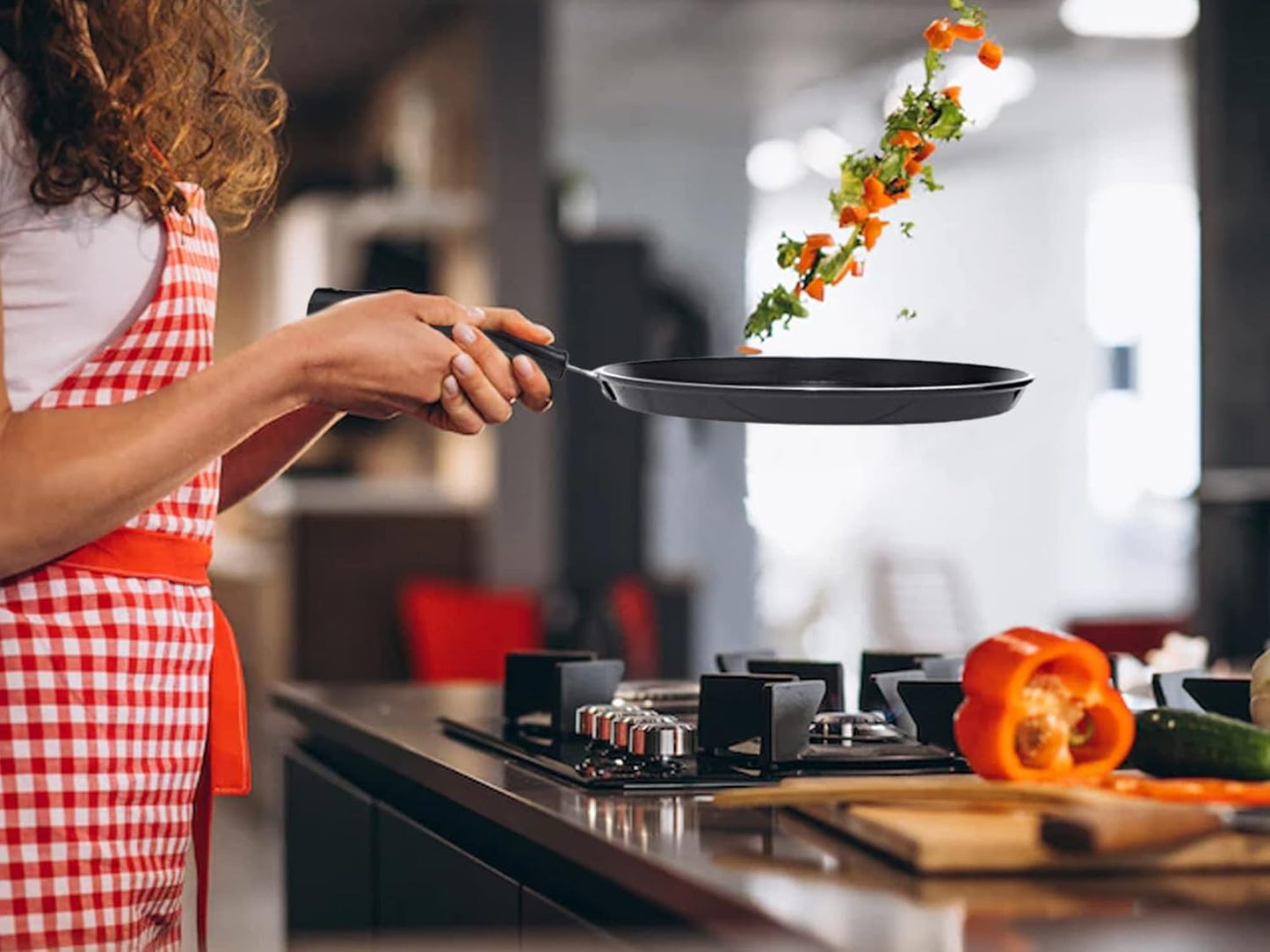 Pigeon by Stovekraft Aluminium Non-Stick Forged Flat Tawa 280, Black, 26 cm