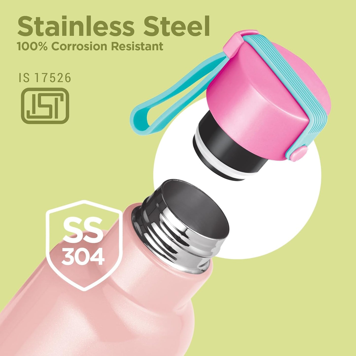 Milton Felice 700 Thermosteel Water Bottle 550 ml, 24 Hr Hot and Cold I Leak Proof Lid, ISI Certified I Vacuum Insulated I for Office, Gym, School I Pink