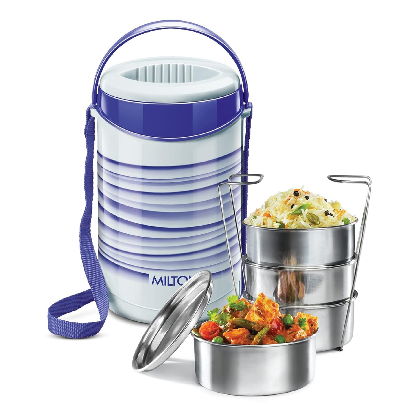 MILTON New Econa 4 Stainless Steel Tiffin Box, Set of 4, Blue