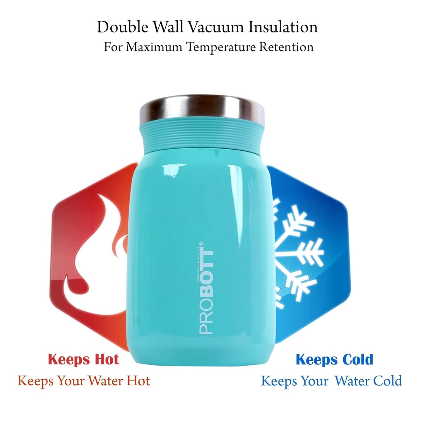 Probott Gourmet Vacuum Insulated Flask Jar, 300 ml, Blue | Soup Flask | Dal Flask | Sambar Flask | Thermos | Long Hours Hot and Cold | Leak Proof | Tea | Coffee | Office| Gym | Travel