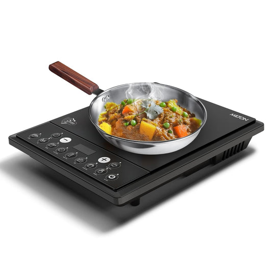 Milton Elio 21.0 Portable Induction Cooktop | LED Display Panel, 5KV Surge Protection I Timer & Preset Menu Functions | 2100 W Push Button| Fast Cooking | 3-Year Warranty on Coil