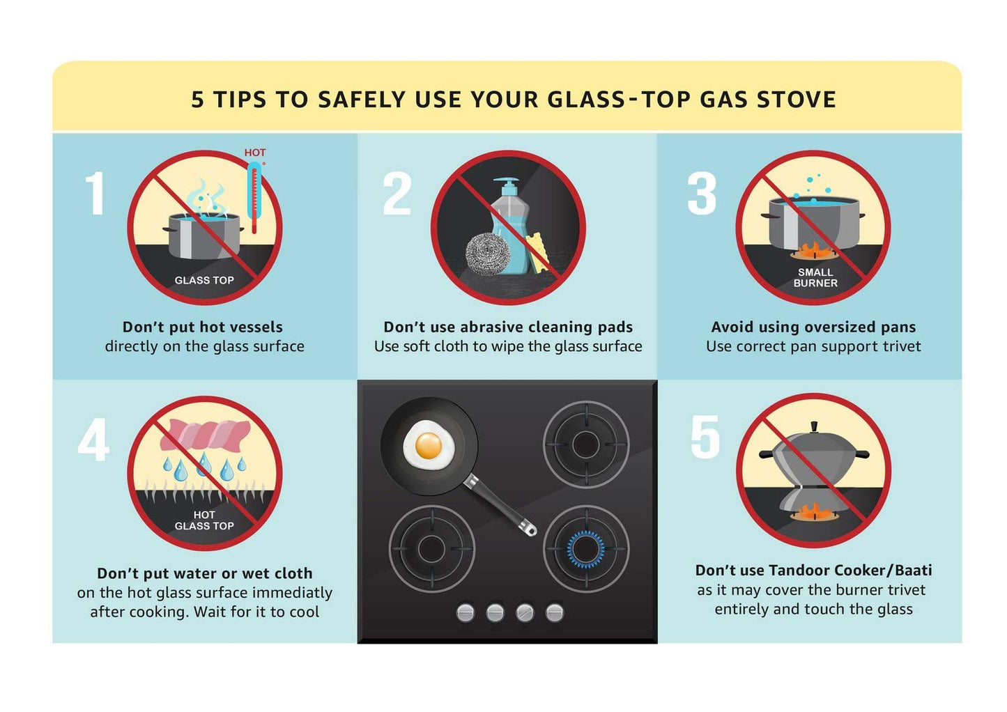 Pigeon Smart Plus 3 High Powered Brass Burner Designer Gas Stove, Cooktop with Glass Top and Stainless Steel body