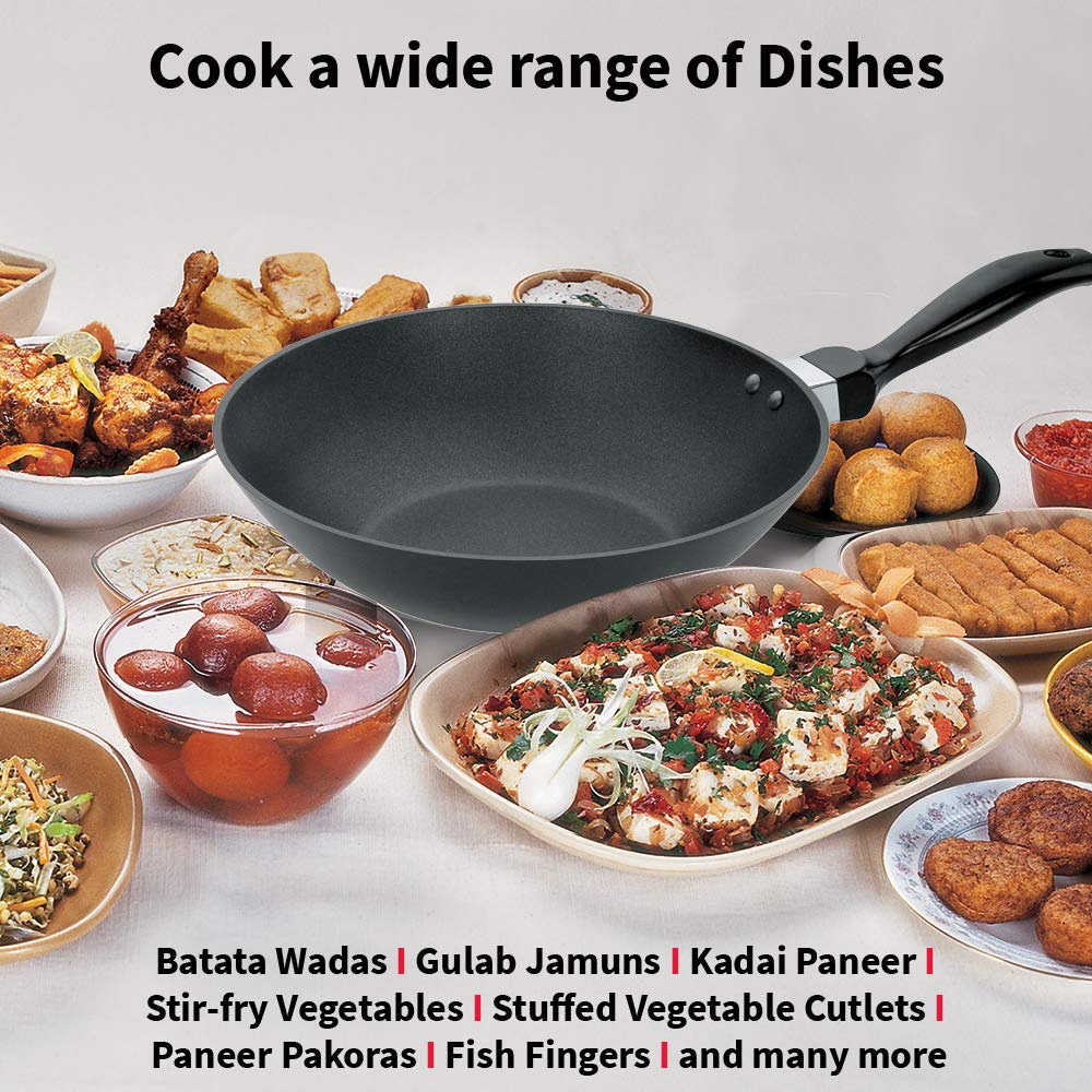 Hawkins Futura Nonstick Deep-Fry Pan (Stir-Fry Pan) 2 L, 26 cm, 3.25 mm (Black) (NDL20)