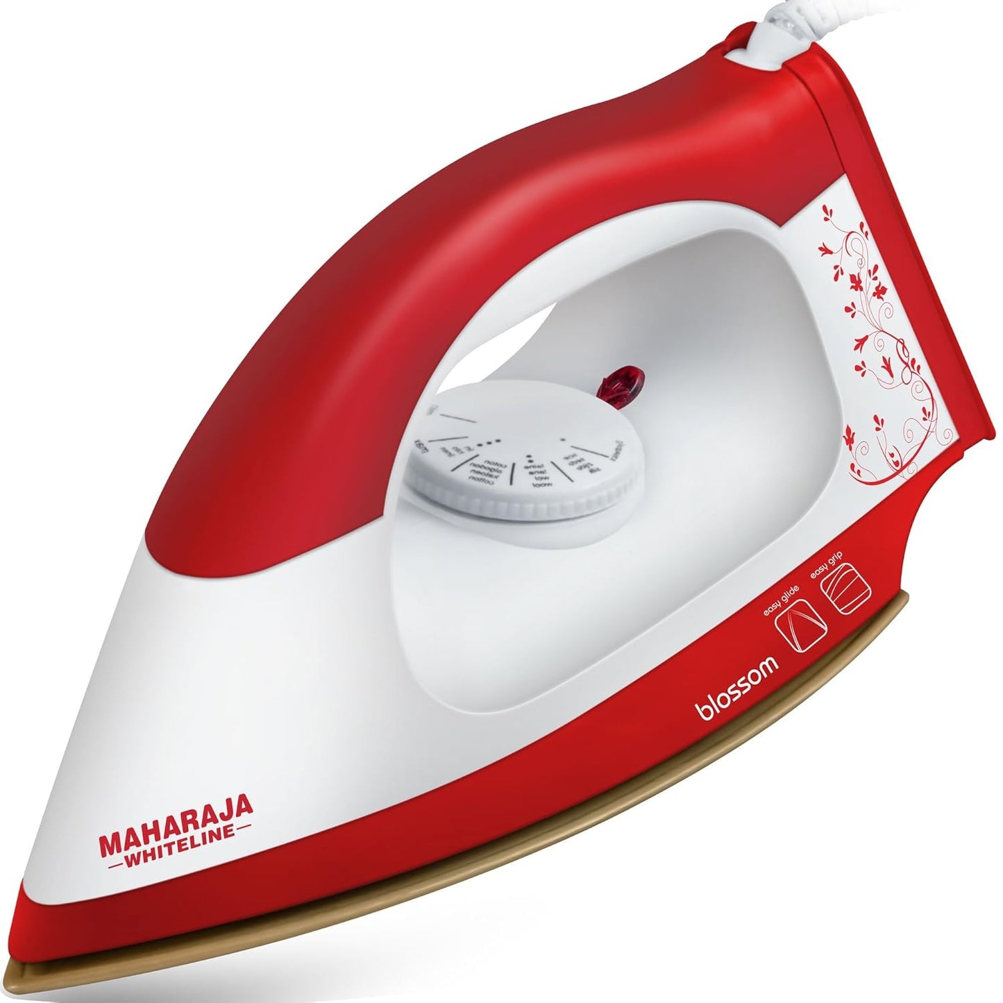 Maharaja Whiteline Blossom Di- 113 1000-Watt Dry Iron, Standard, Red ABS