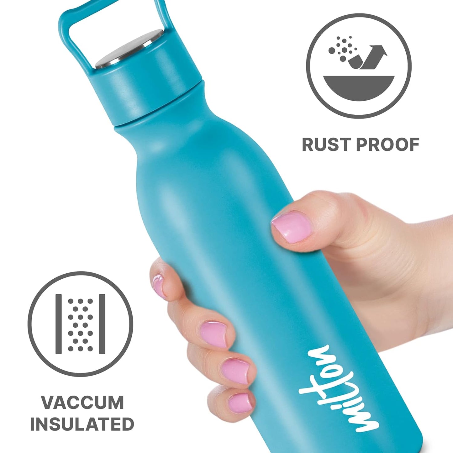 Milton Alice 1000 Thermosteel Bottle, 1 Litre, Blue | 24 Hours Hot and Cold | Easy to Carry | Rust Proof | Tea | Coffee | Office| Gym | Home | Kitchen | Hiking | Trekking | Travel Bottle