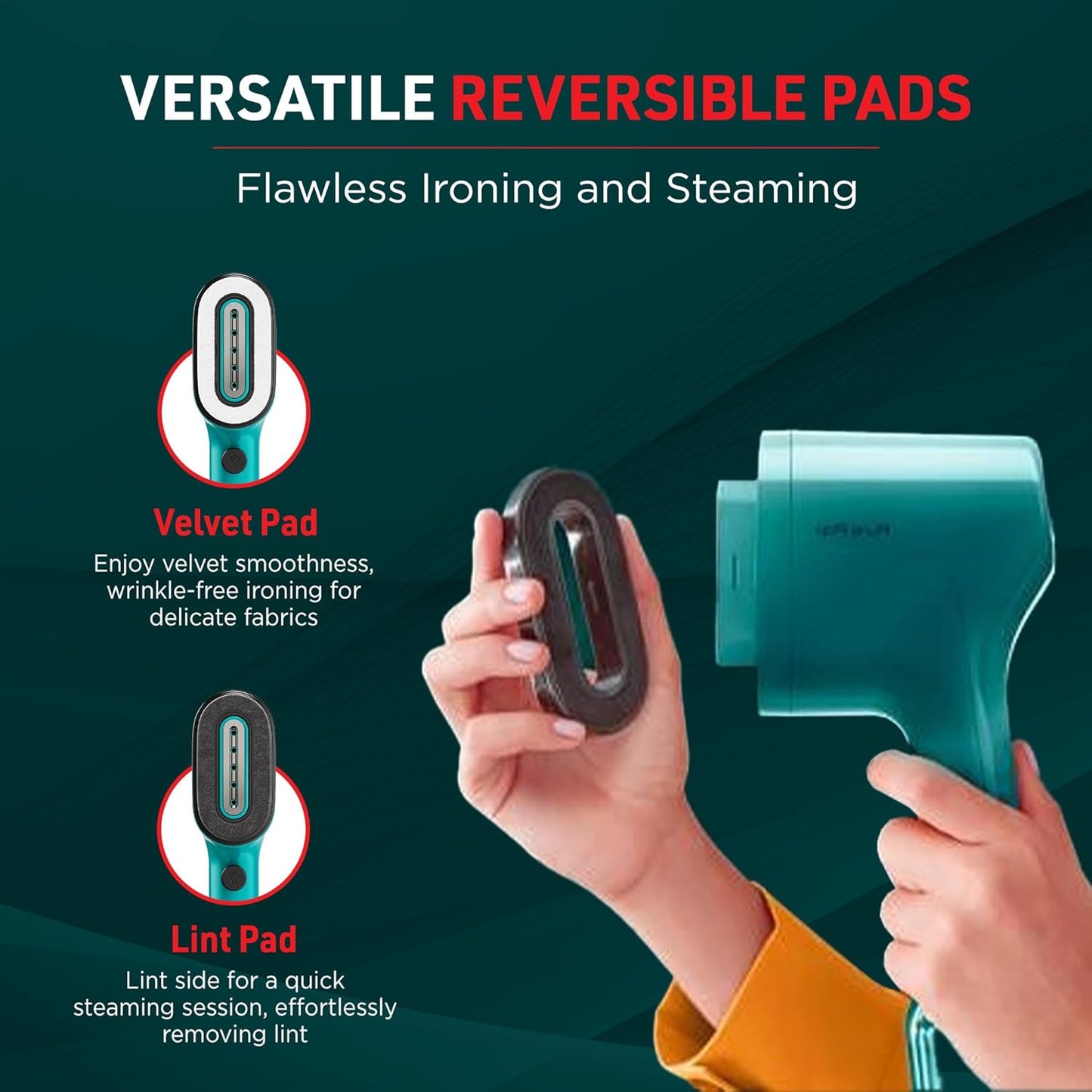 Tefal Pure Pop Garment Steamer | 1300W | Reversible Pad | 2m Cable | 20g/min Steam | 15-sec Heat-Up | 70ml Detachable Tank | Green | No.1 Ironing Brand in Europe
