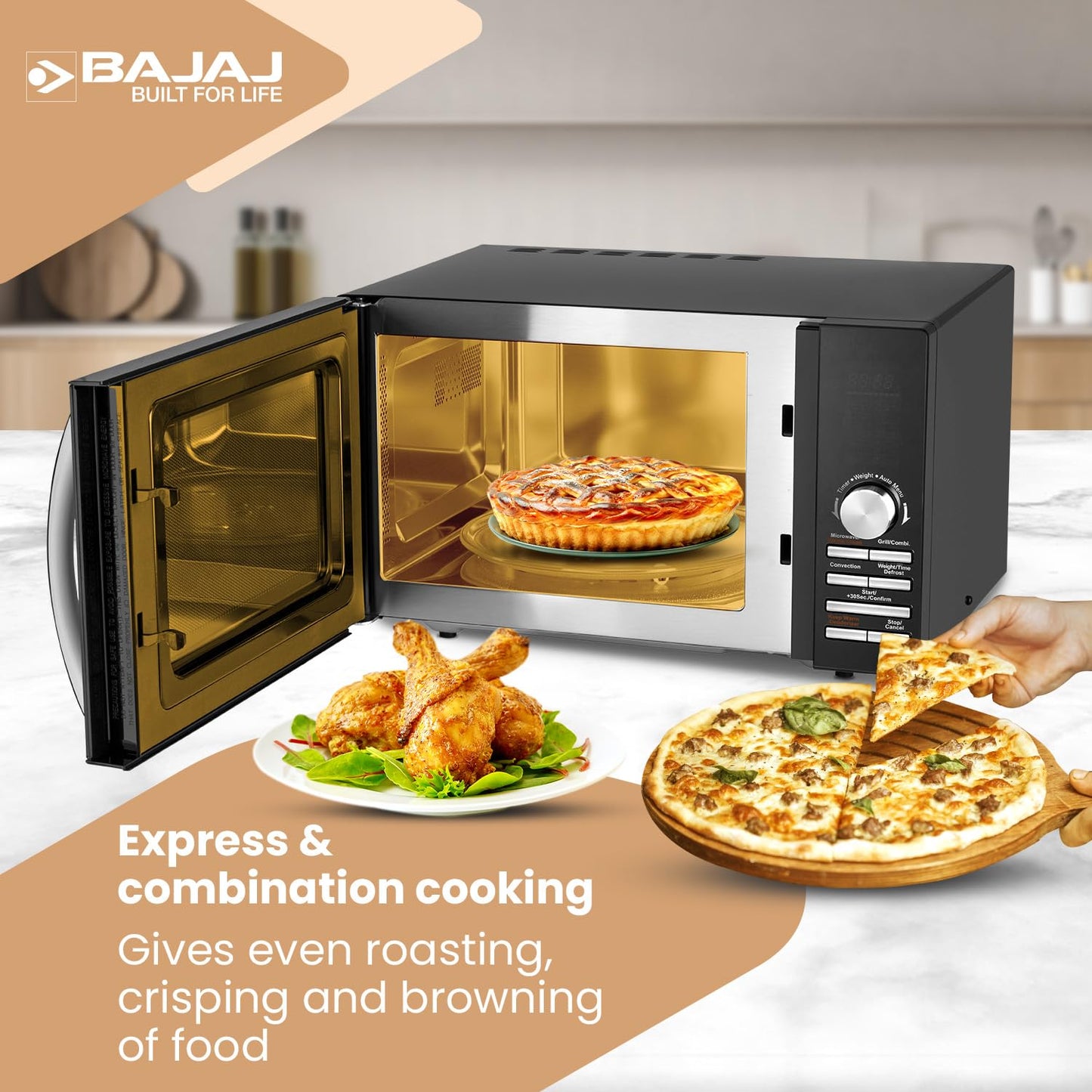 Bajaj 23 L Convection Microwave Oven (2310 ETC) (Silver), Free 1 Year warranty