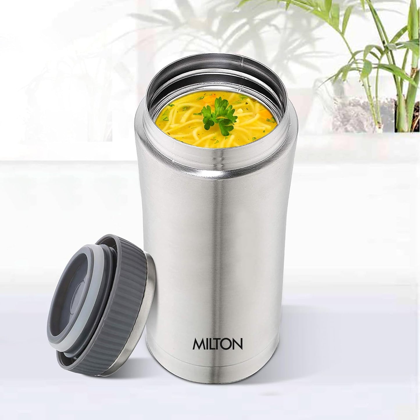 Milton Optima 350 Thermosteel Hot and Cold Flask, 340 ml, Silver | Vacuum Insulated | Rust Proof | Leak Proof | Tea | Coffee | Juice
