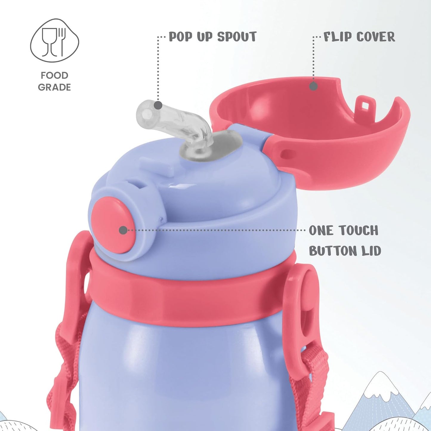 MILTON Torque 650 Astronaut Stainless Steel Kids Water Bottle, 630 ml, Purple