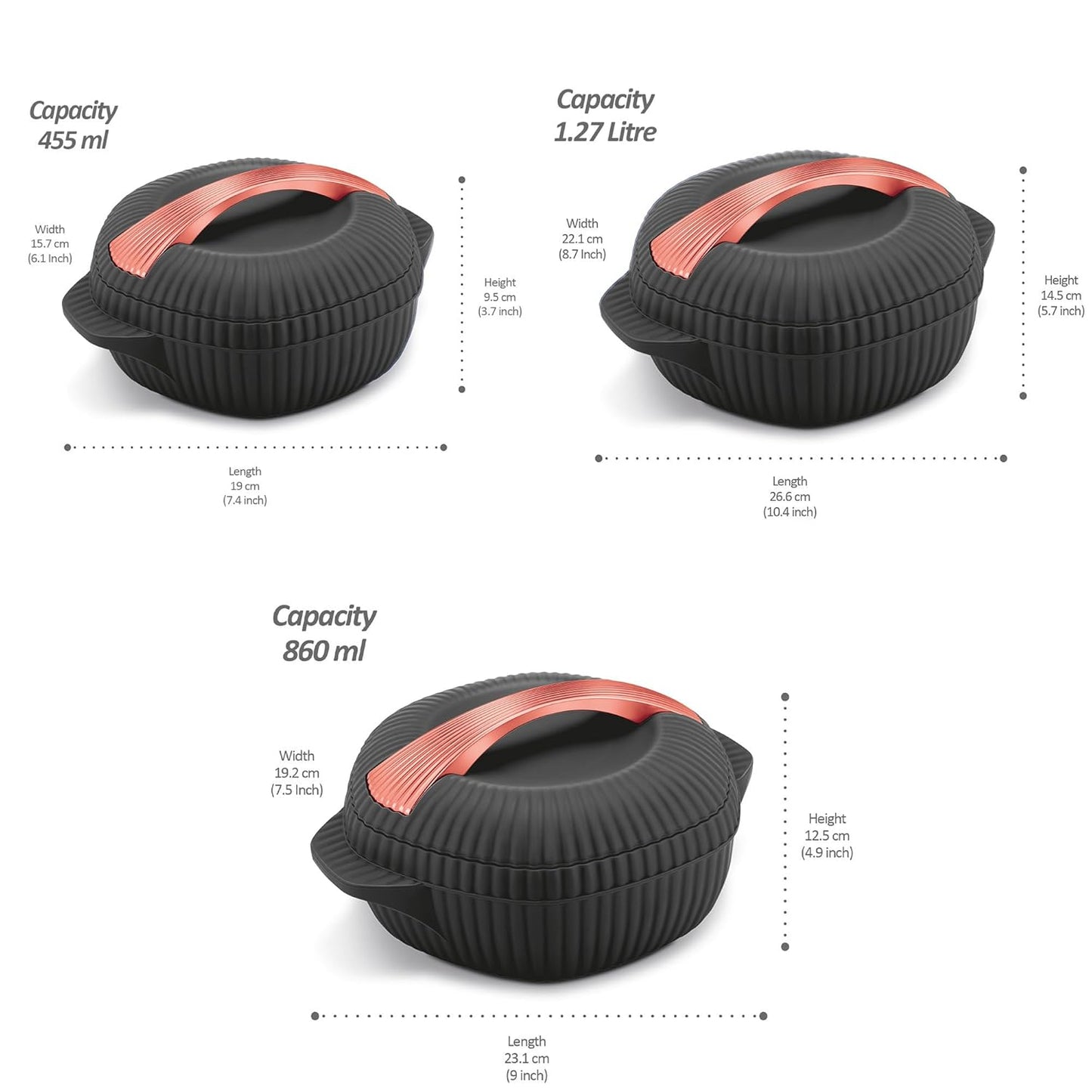 Milton Oyster Casserole (Jr. Set of 3, Black)