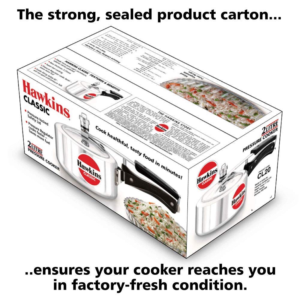 Hawkins Classic Aluminium Inner Lid Pressure Cooker, 2 Litre, Silver (CL20)
