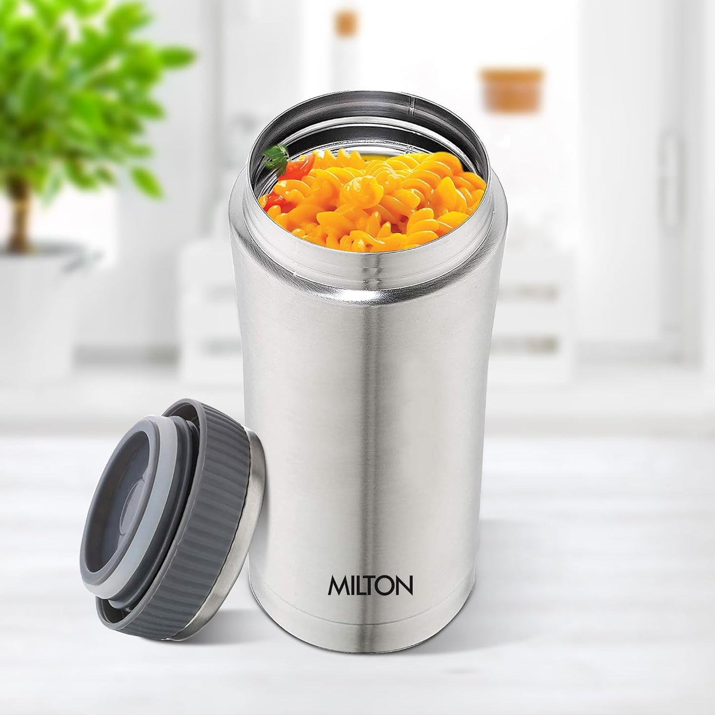 Milton Optima 350 Thermosteel Hot and Cold Flask, 340 ml, Silver | Vacuum Insulated | Rust Proof | Leak Proof | Tea | Coffee | Juice