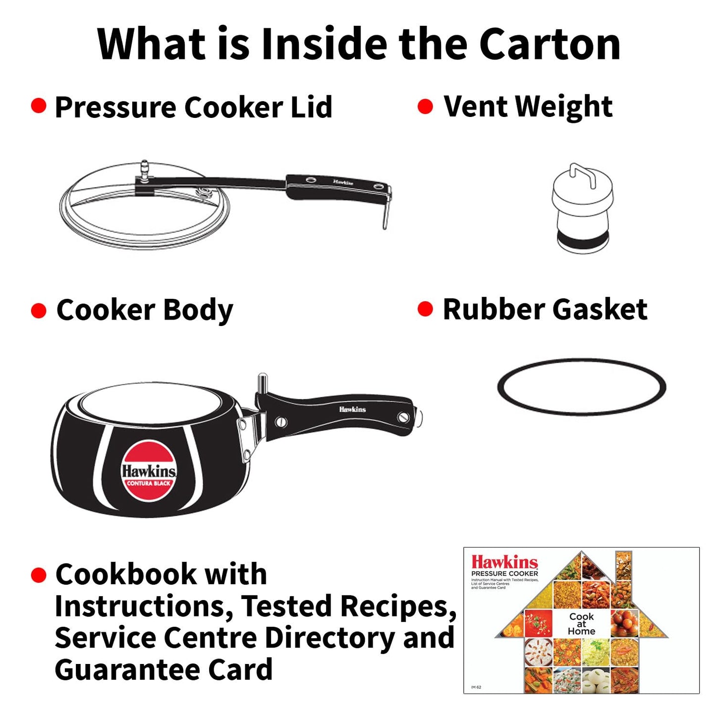 Hawkins 2 Litre Contura Black Pressure Cooker, Hard Anodised Inner Lid Cooker, Handi Cooker, Small Cooker, Black (CB20)