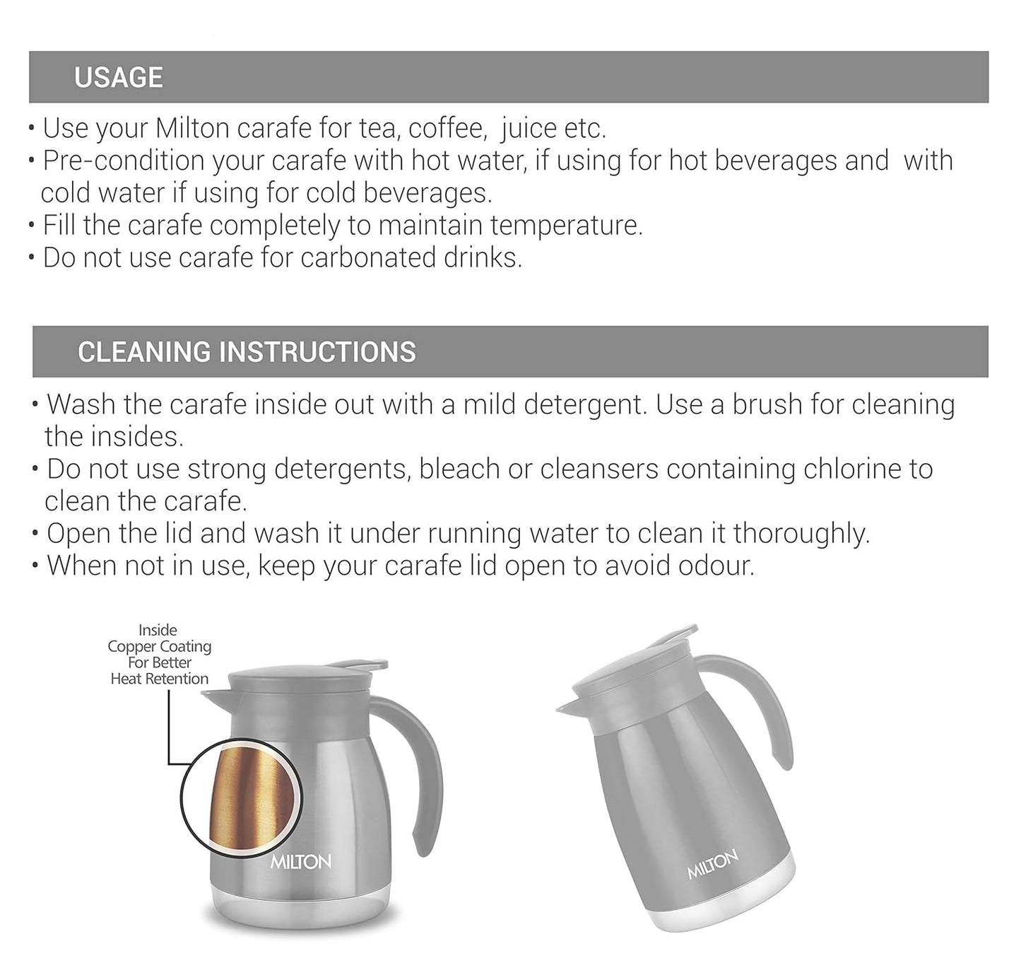 Milton Bistro 600 Thermosteel Carafe, 490 ml, Blue, Stainless Steel