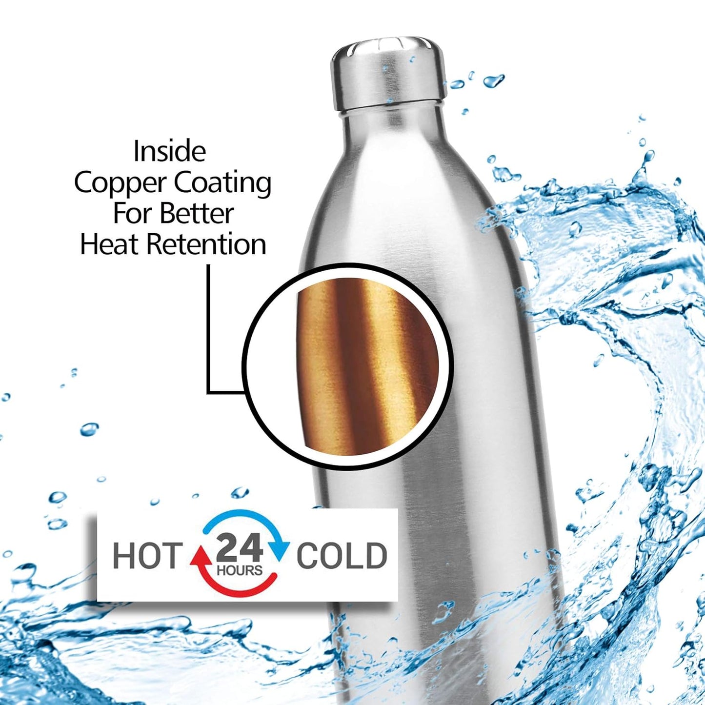 Milton Duo DLX 1800 Thermosteel Water Bottle 1.8 Litre, 24 Hr Hot and Cold I Leak Proof Lid, ISI Certified I Vacuum Insulated I for Office, Gym, School I Silver