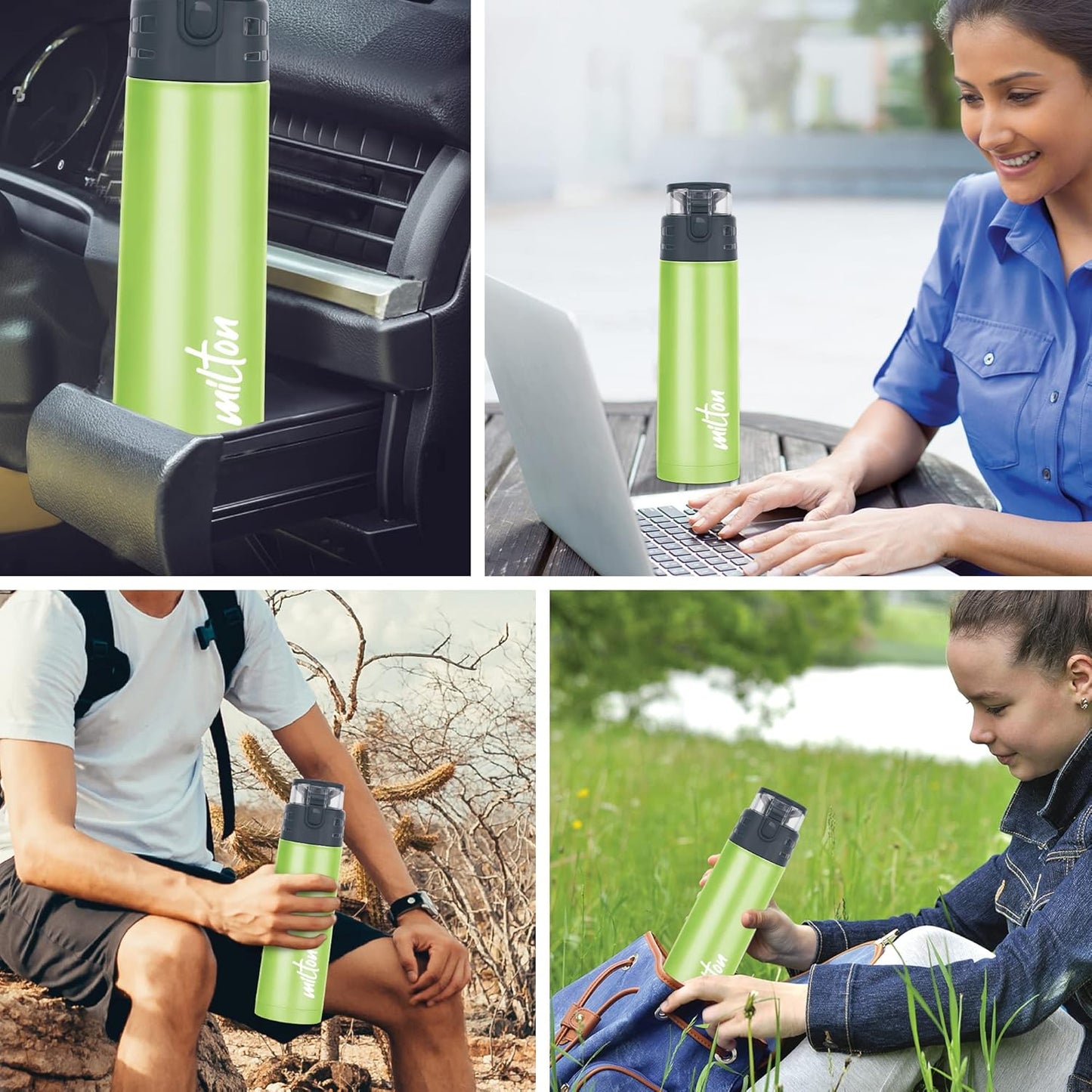 Milton Atlantis 600 Thermosteel Water Bottle 500 ml, 24 Hr Hot and Cold I Leak Proof Lid, ISI Certified I Vacuum Insulated I for Office, Gym, School I Green
