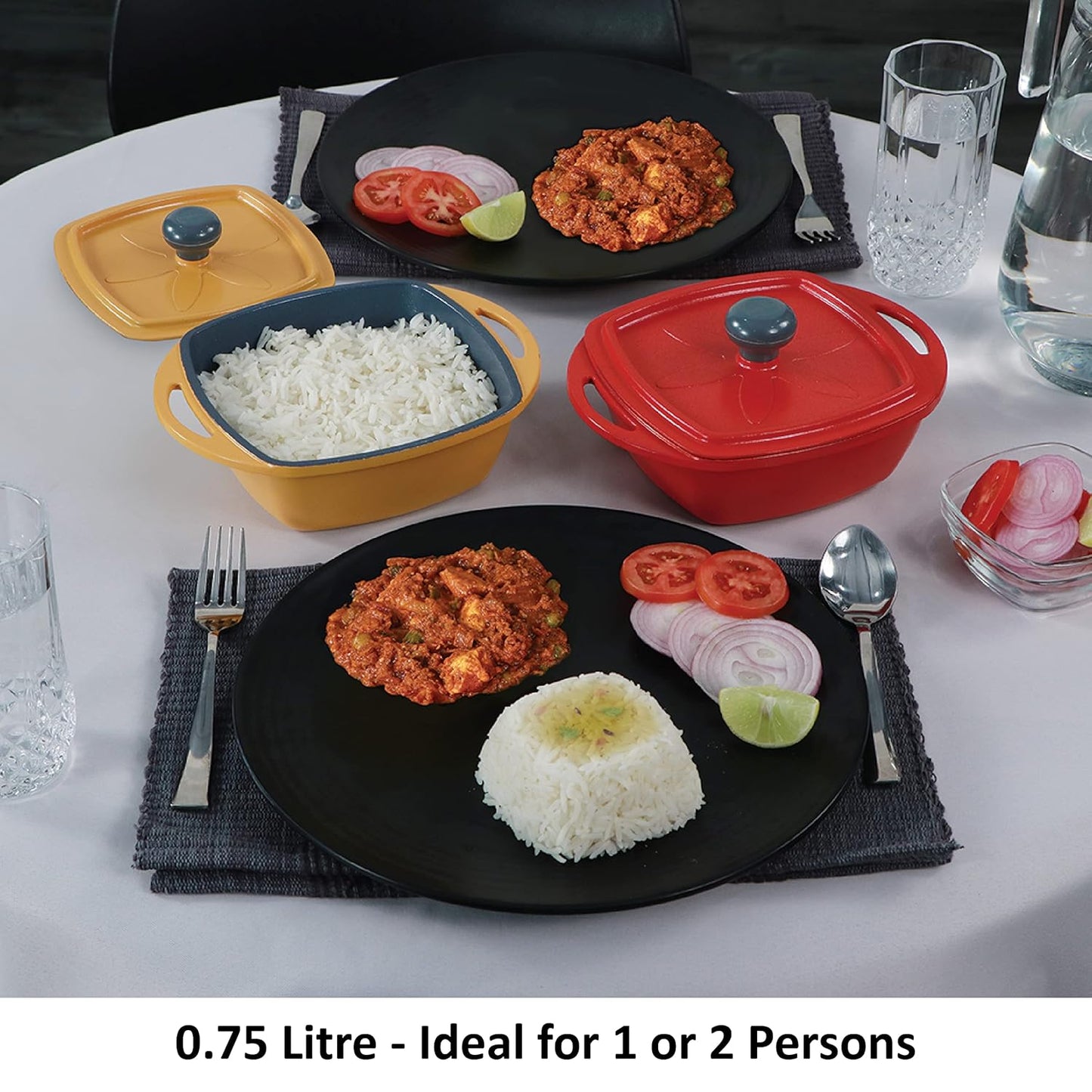 Hawkins Aluminium 0.75 liter Mini Casserole With Lid, Square Series Die-Cast Pan For Cooking, Reheating, Serving And Storing, Red (Mcsr75)