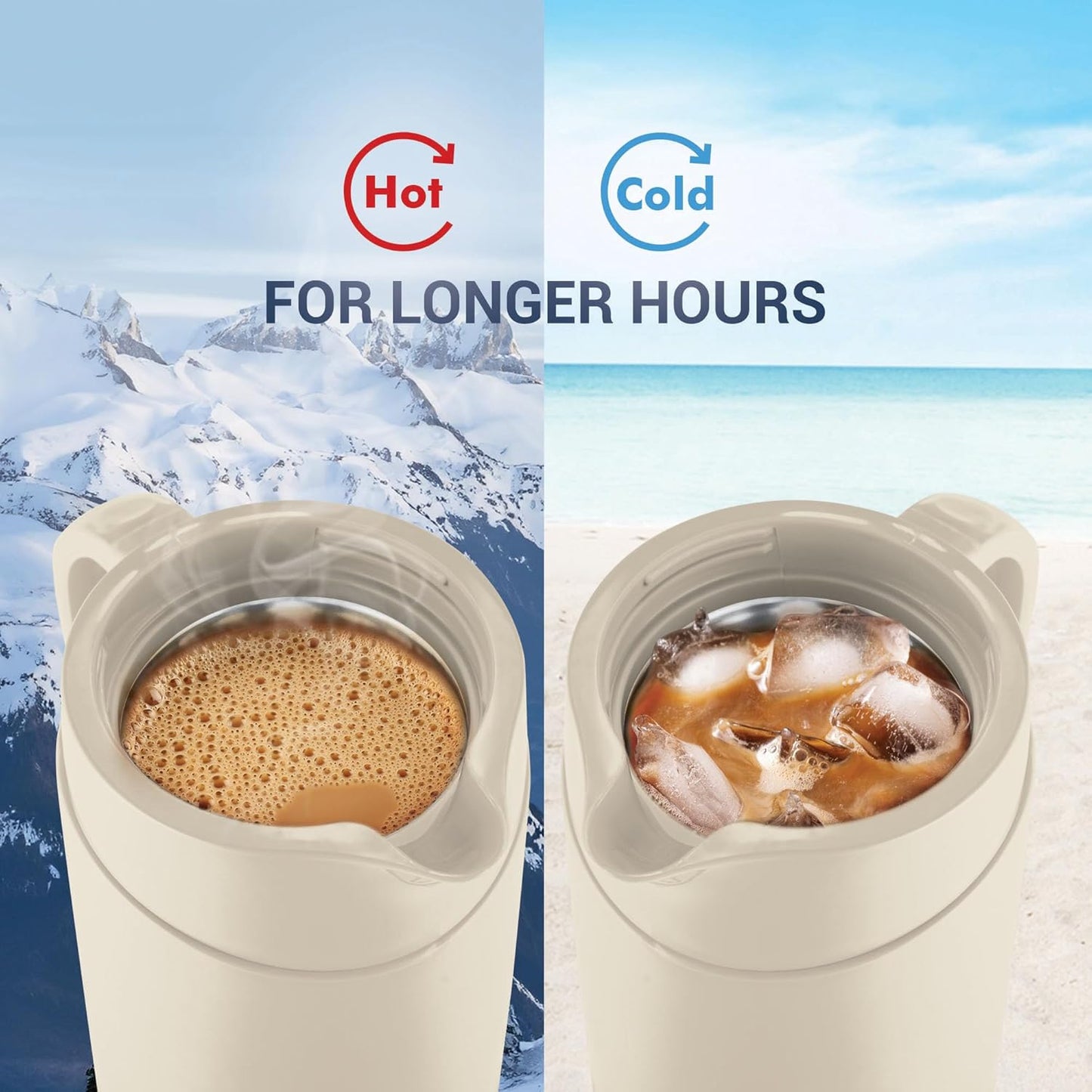 Milton Renova 500 Water Jug, PU Insulated Inner Stainless Steel Hot & Cold Jug, BPA Free, Leak Proof, 500 ml, Beige, Ideal for Tea, Coffee, Water, Hot Beverages