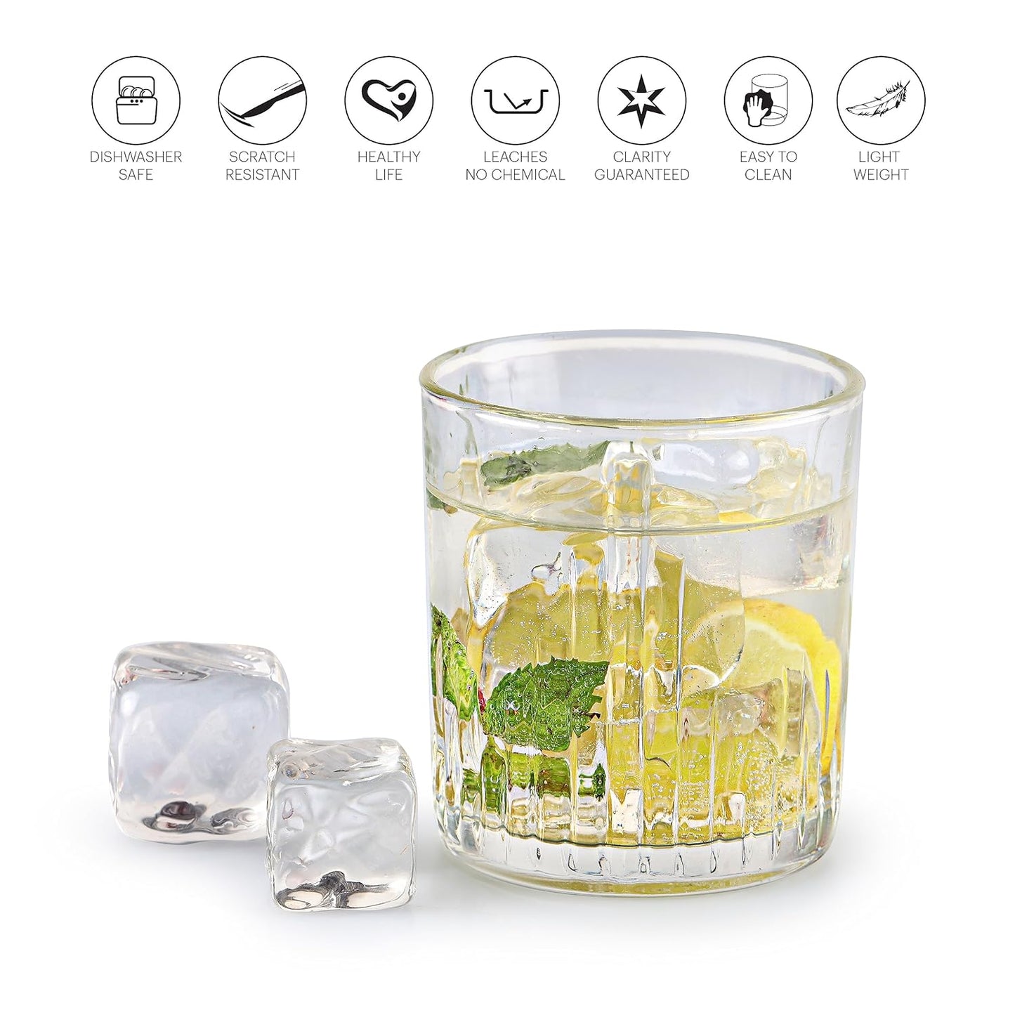 CELLO Brilliant Glass Tumblers | Set of 6 | 215ml | Clear