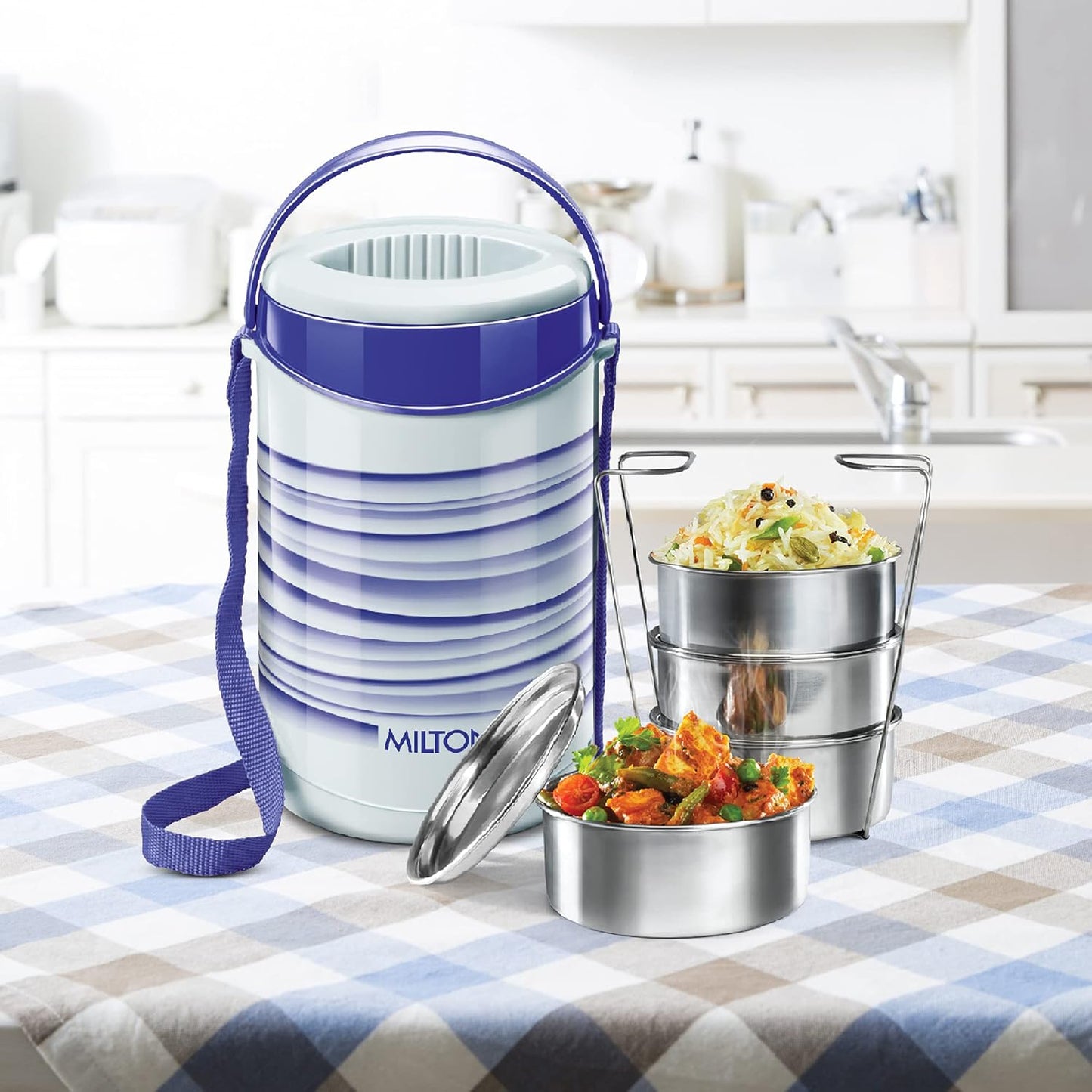 MILTON New Econa 4 Stainless Steel Tiffin Box, Set of 4, Blue