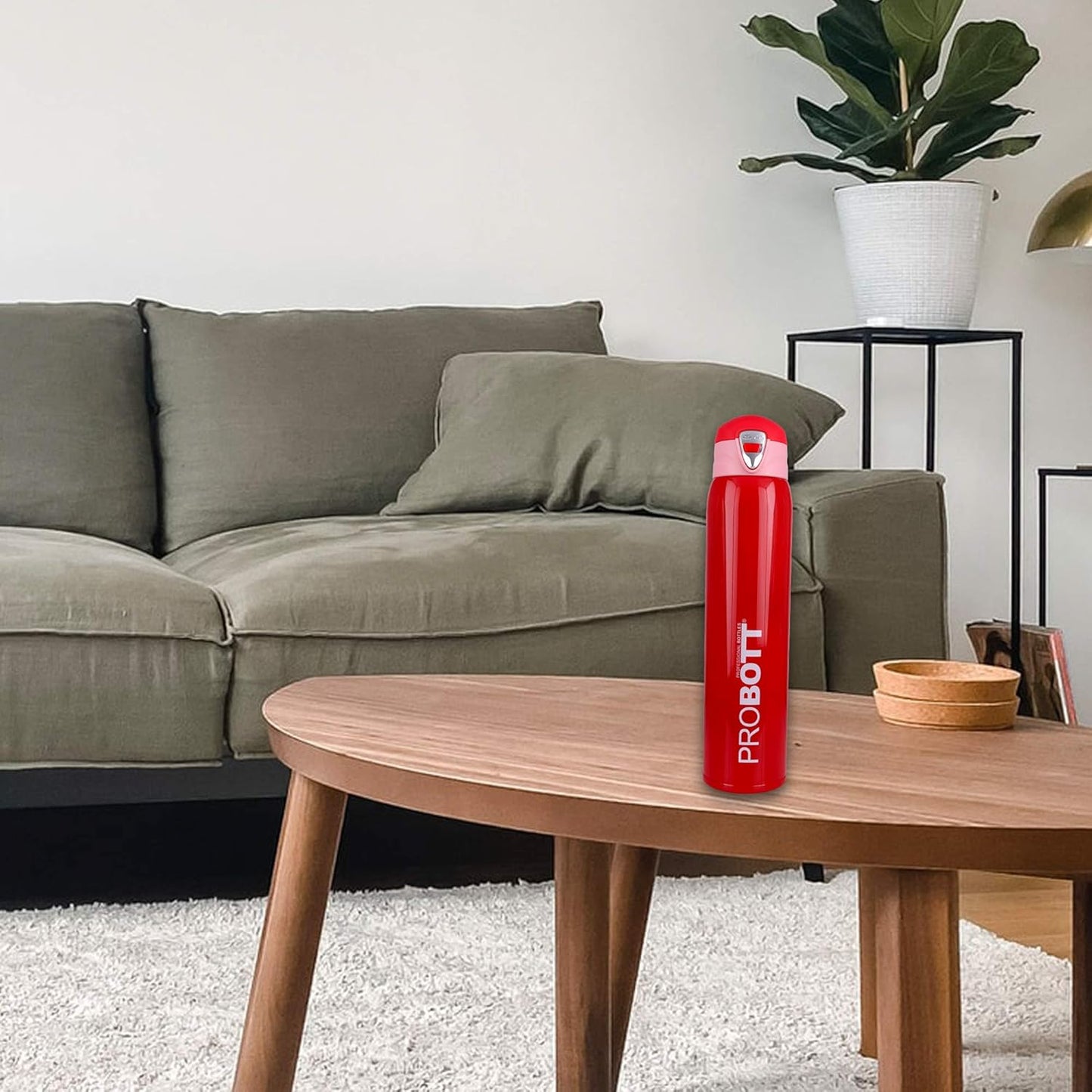 Probott Swift 950ml Thermoses Vacuum Insulated Flask Bottle, Stainless Steel Water Bottles, Red | Wide Mouth | Flip Top Cap | Hot and Cold | Leak Proof | Water | Tea | Coffee | Office | Travel